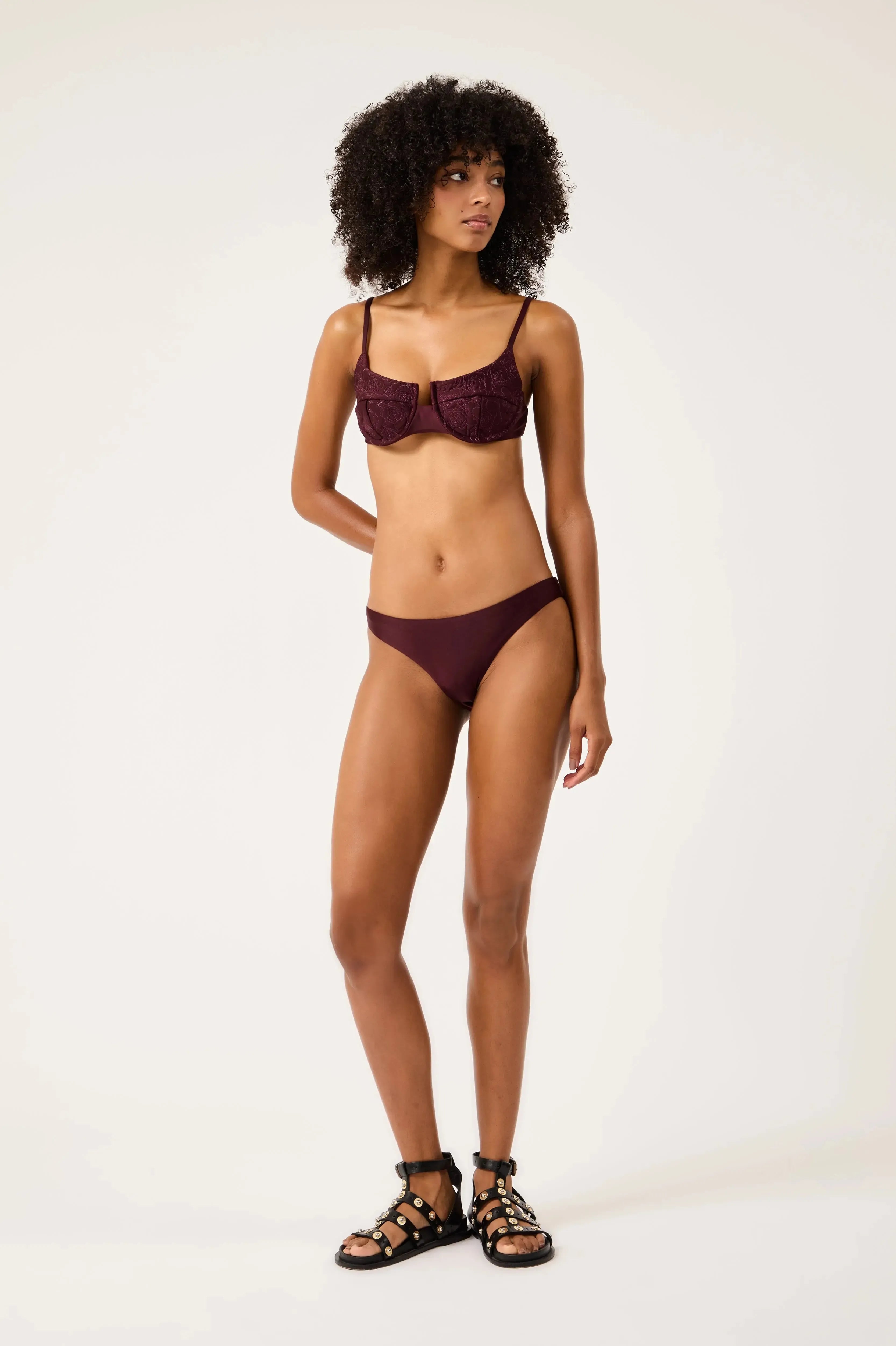 Biquini Meia Taça Matelassê Fleur Du Dune Bordeaux