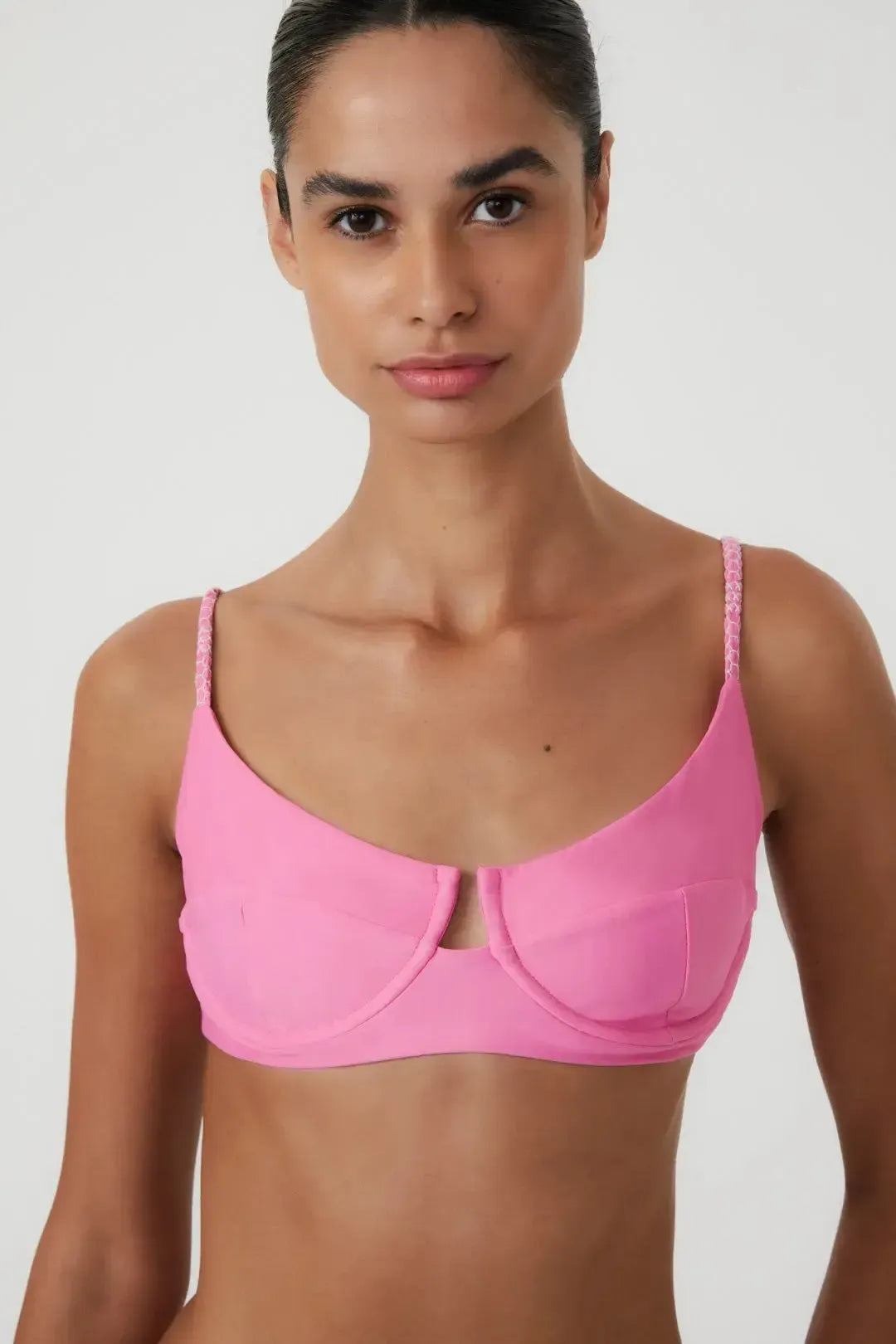 Biquíni Meia taça Alça Bordada Rosa Lipstick