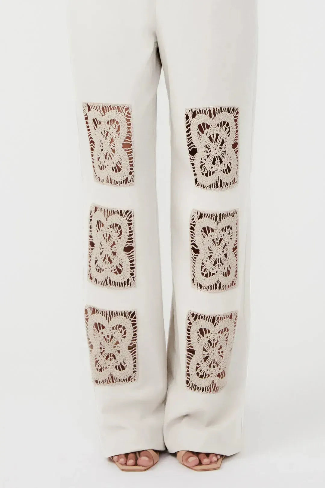 Calça Crochet Patchwork Off White