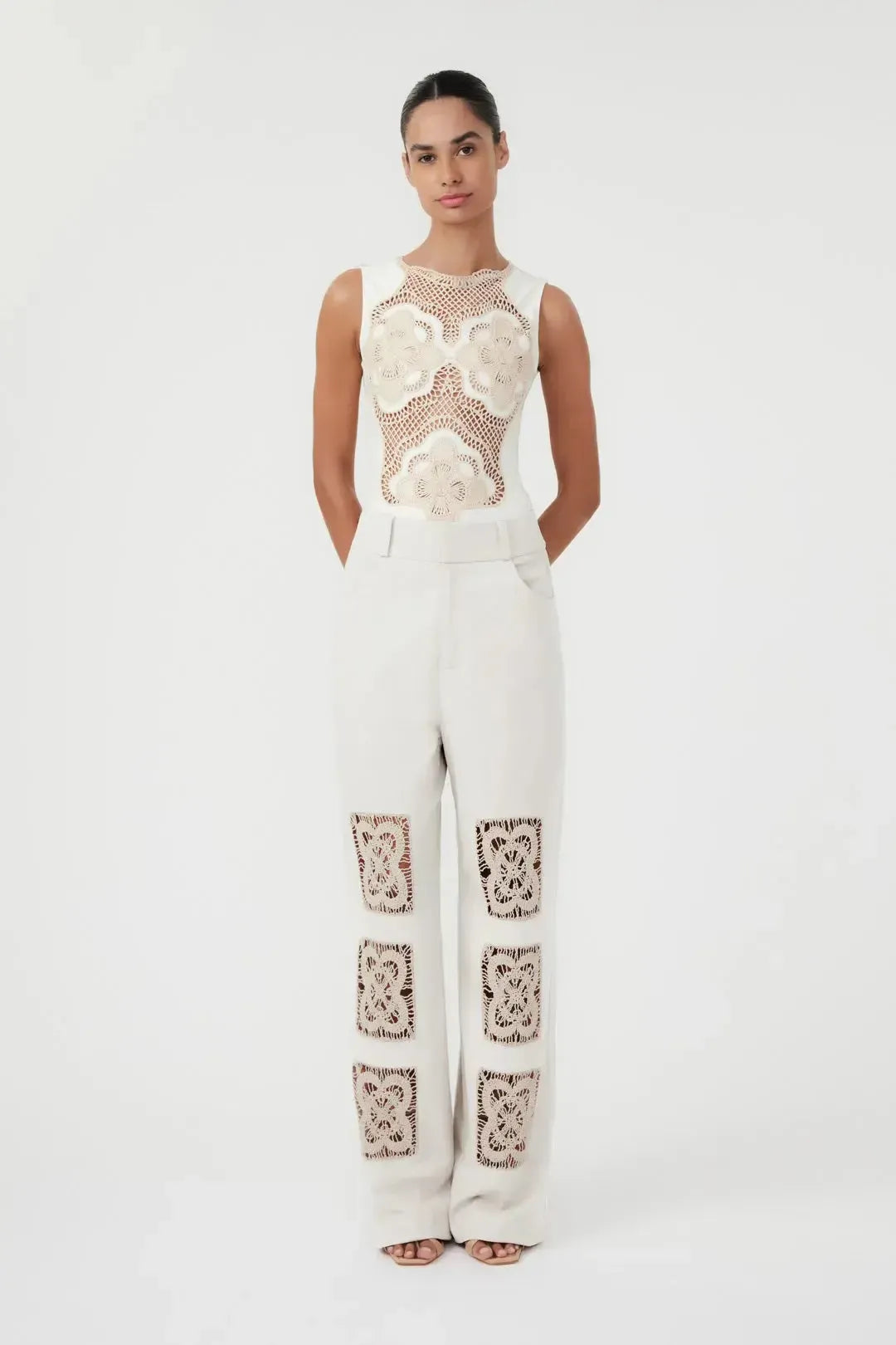 Calça Crochet Patchwork Off White
