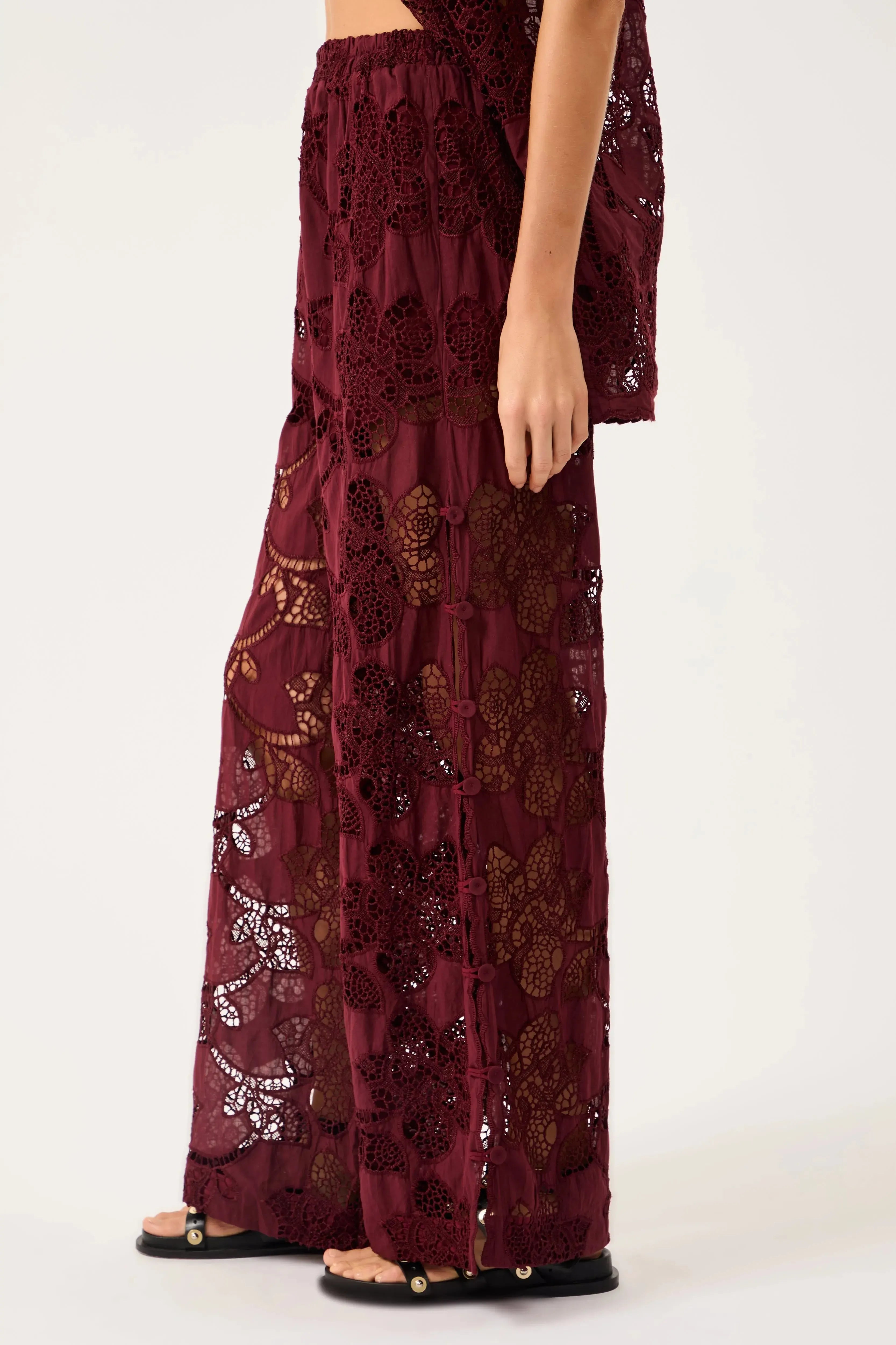 Calça Florale Bordeaux