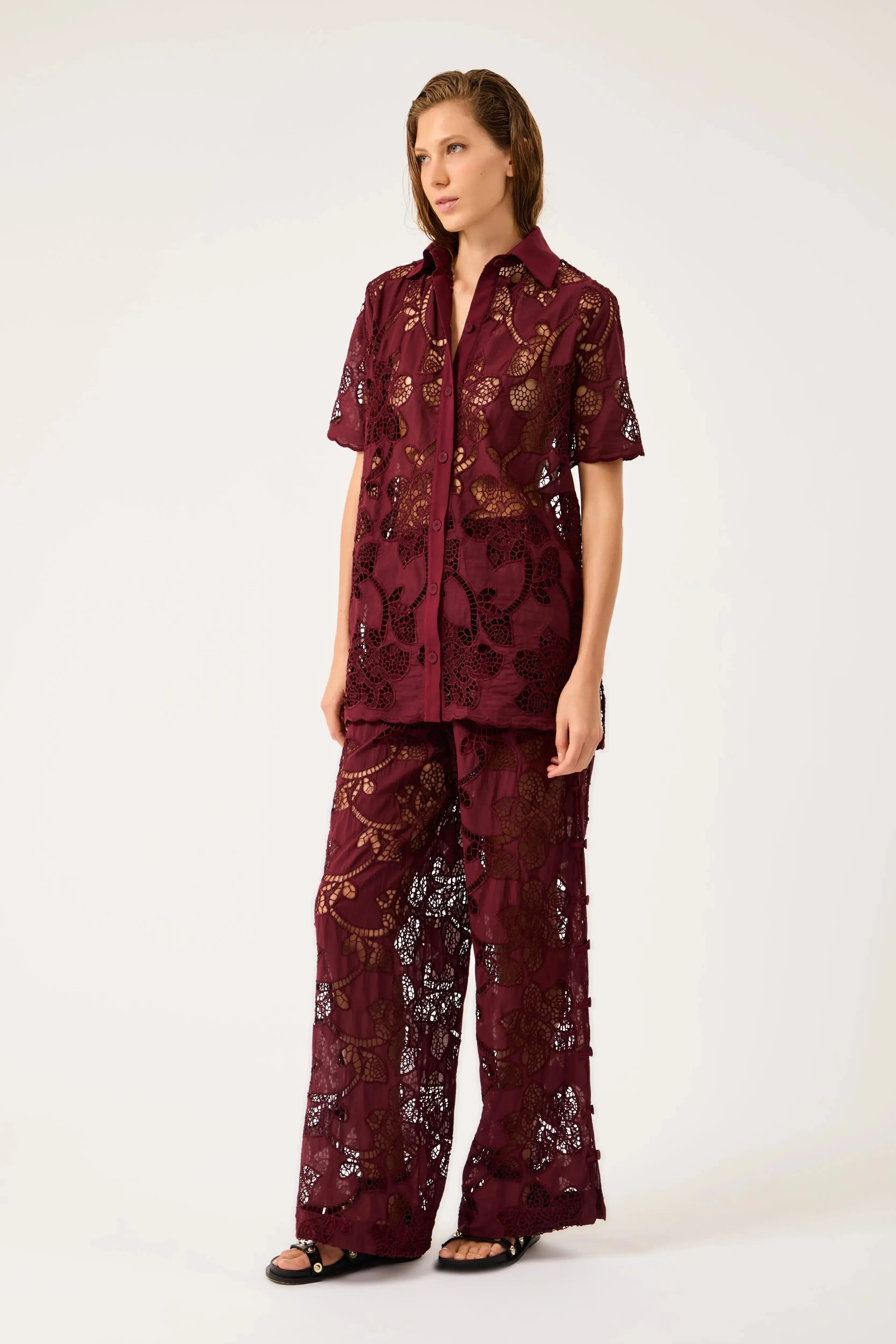 Calça Florale Bordeaux