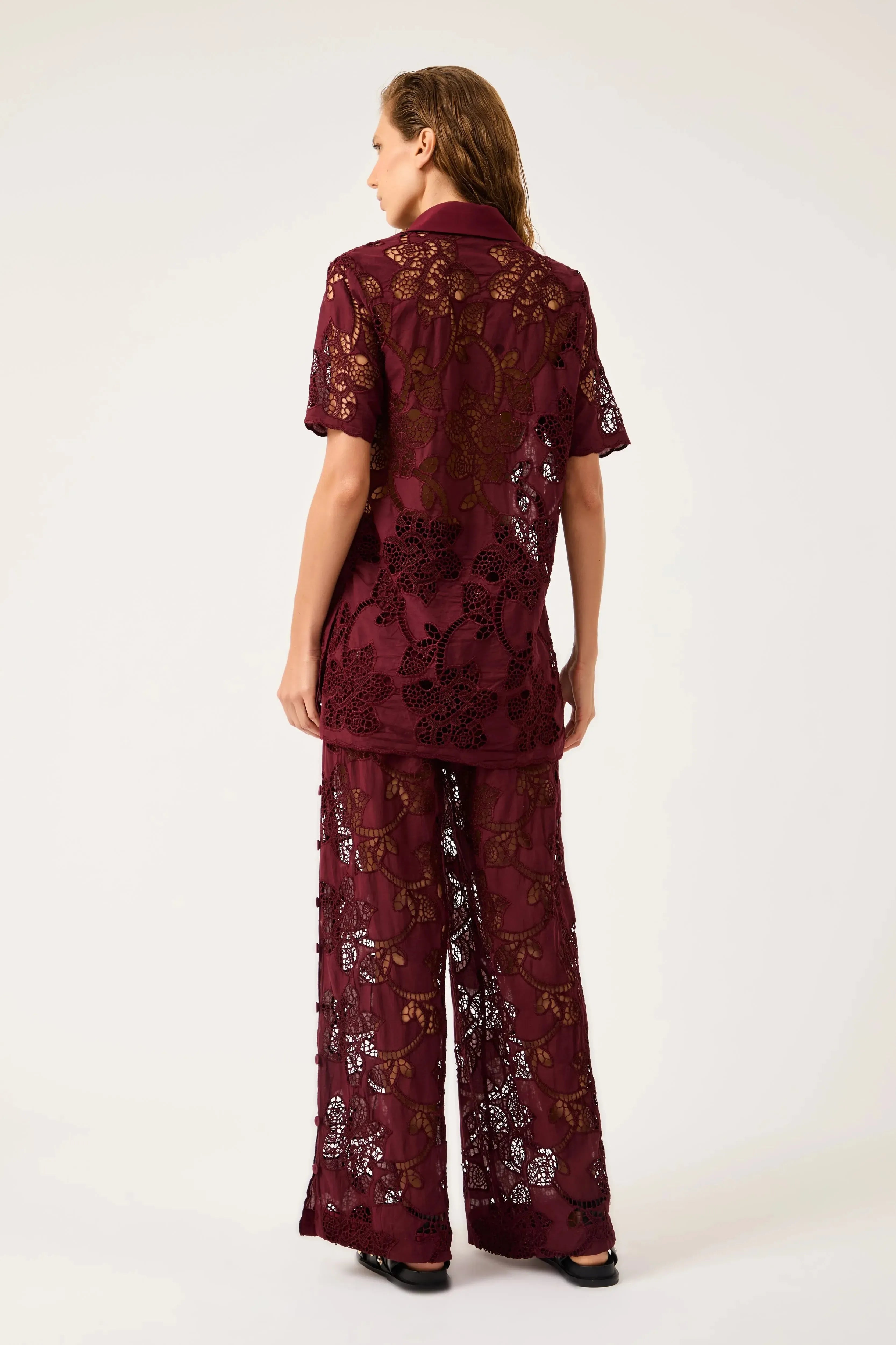 Camisa Florale Bordeaux