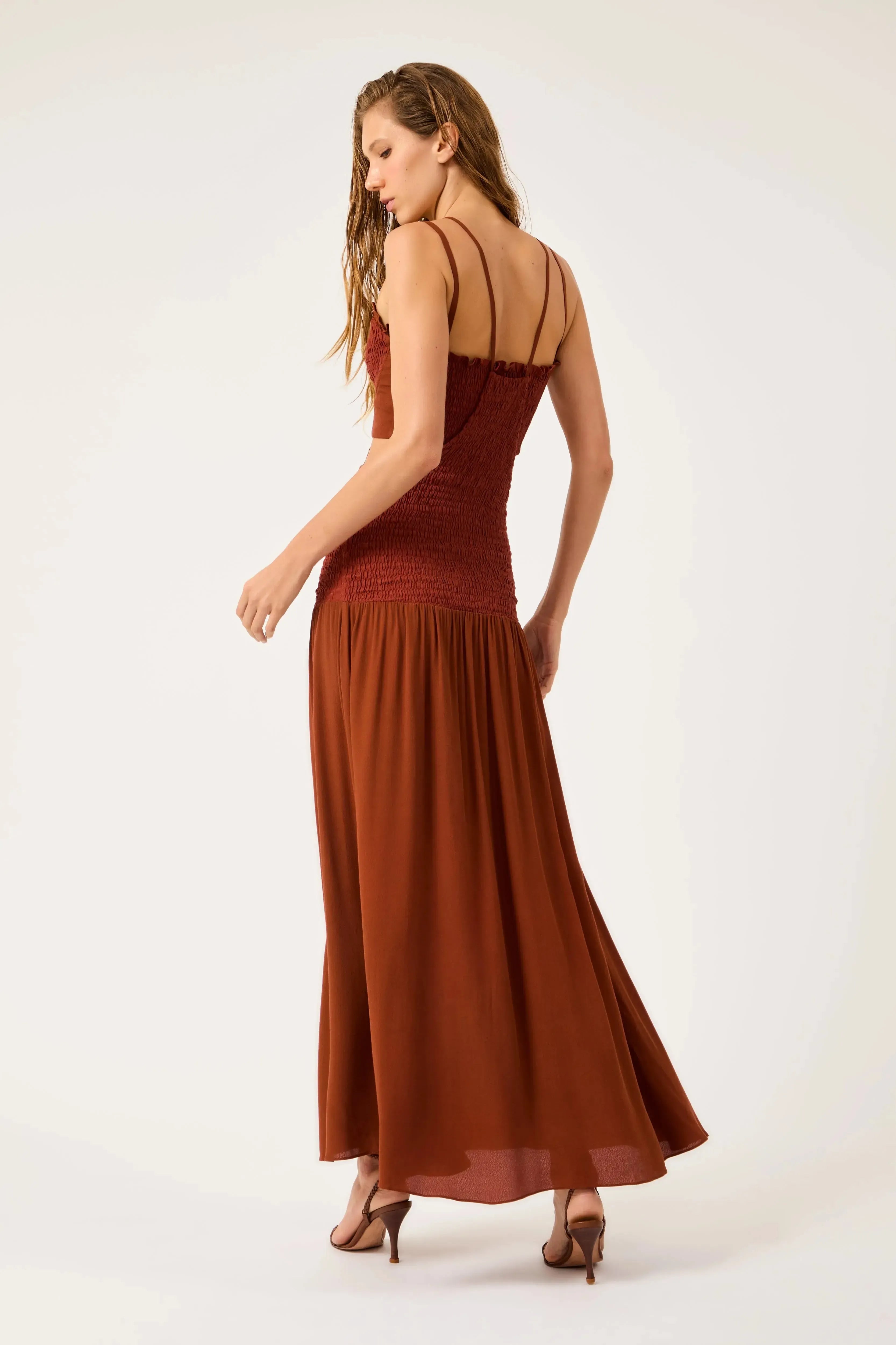 Conjunto Vestido Salopete Clair Terracotta