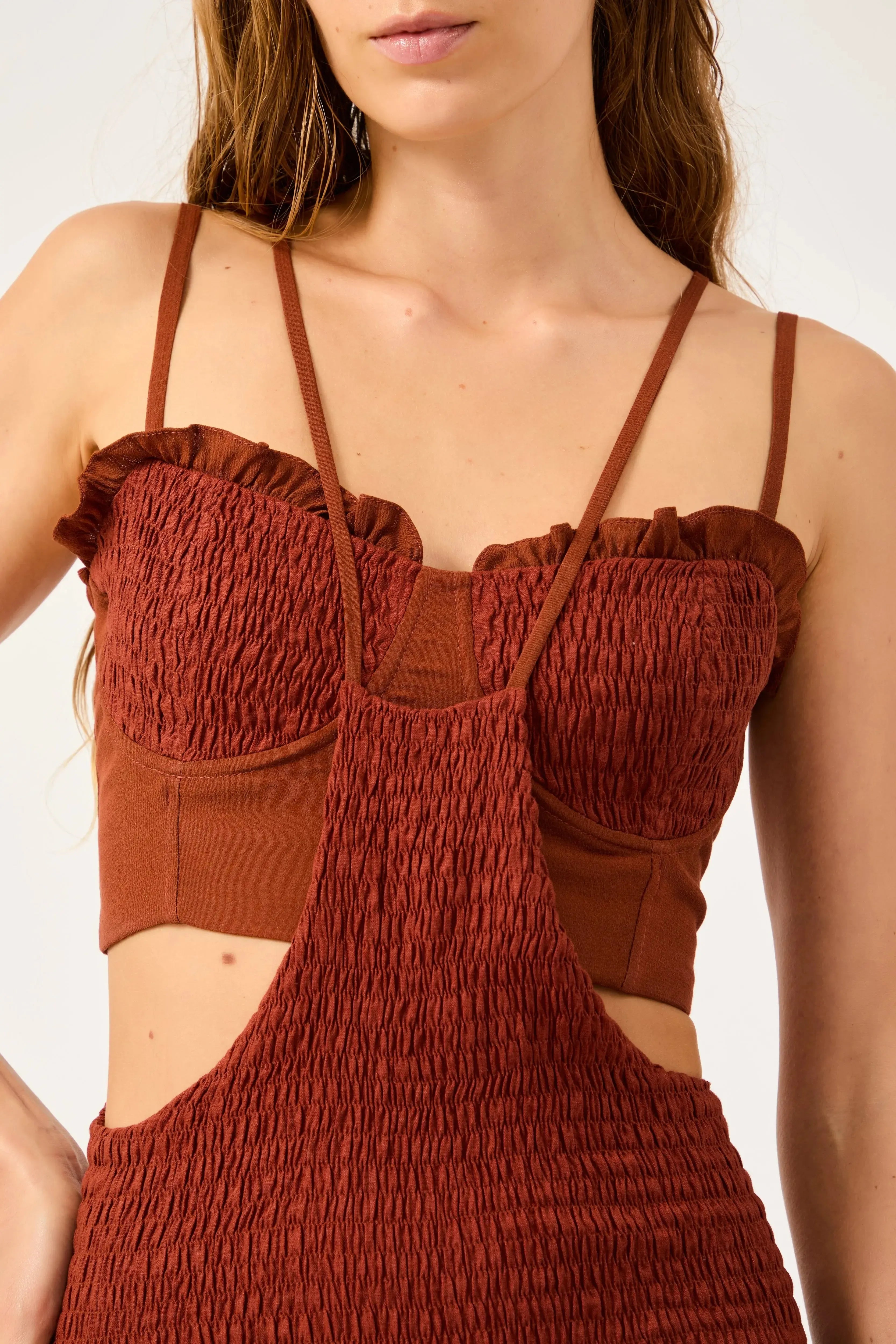 Conjunto Vestido Salopete Clair Terracotta