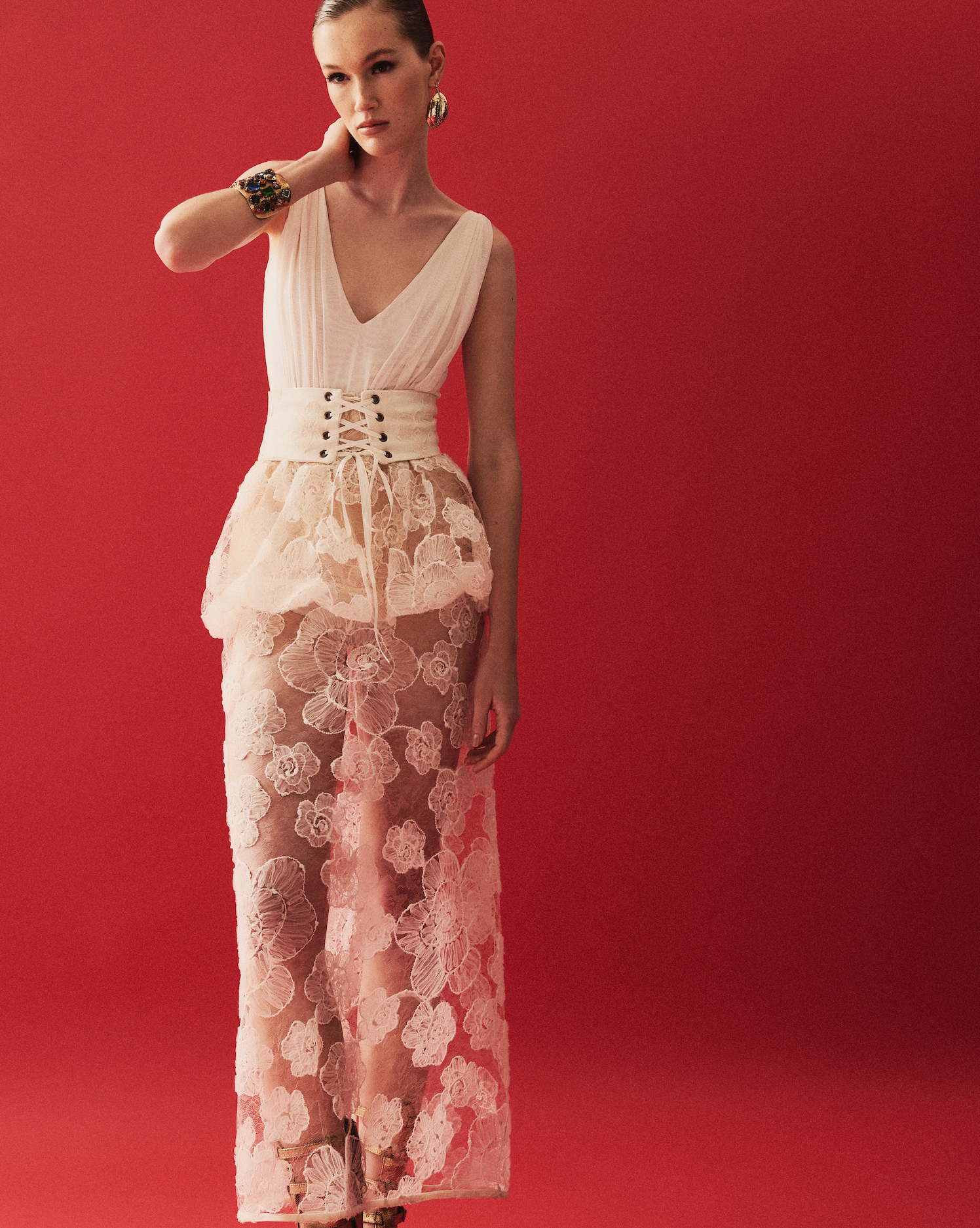 Saia Peplum Fleur Off White Collab Vanessa Abbud