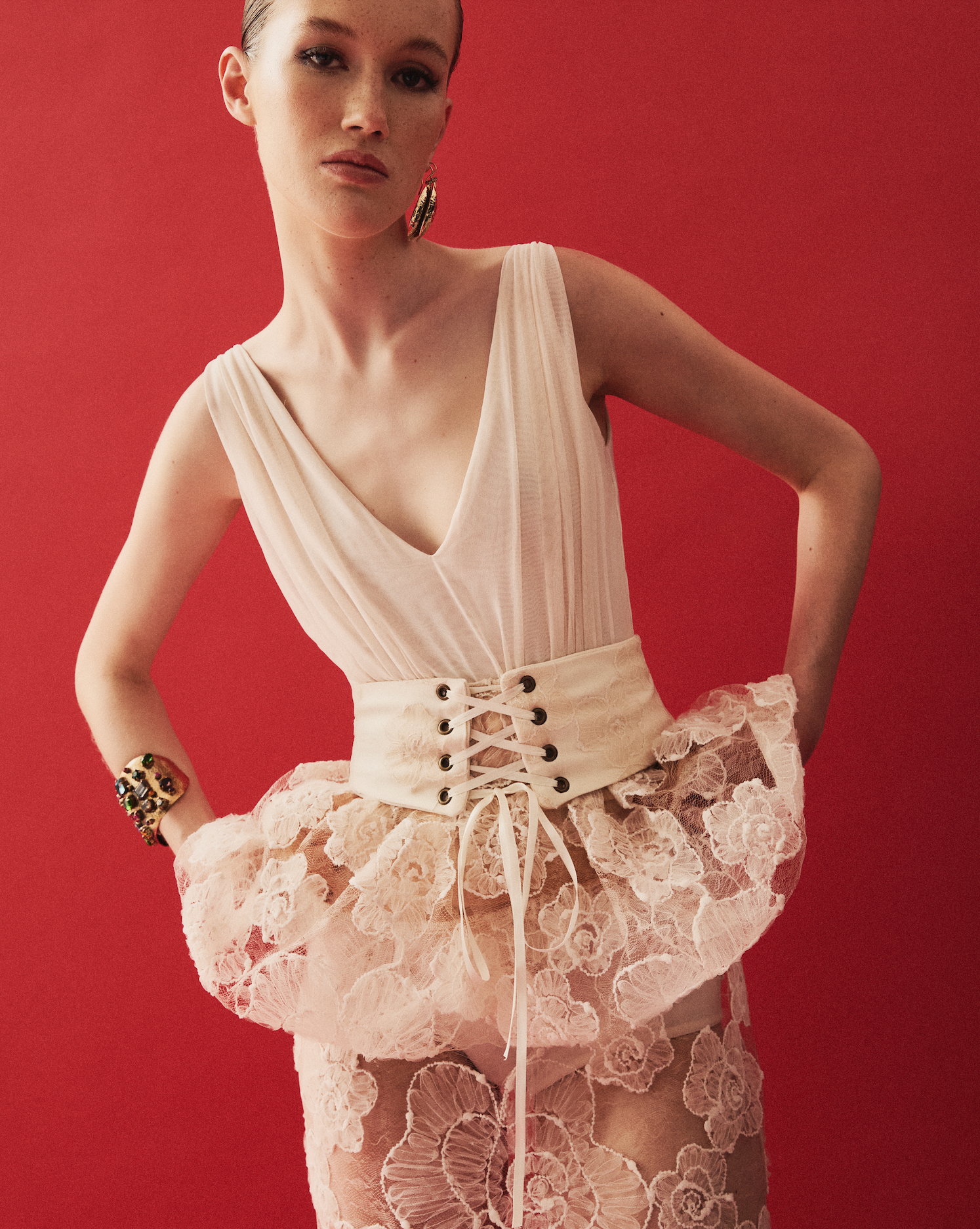 Saia Peplum Fleur Off White Collab Vanessa Abbud