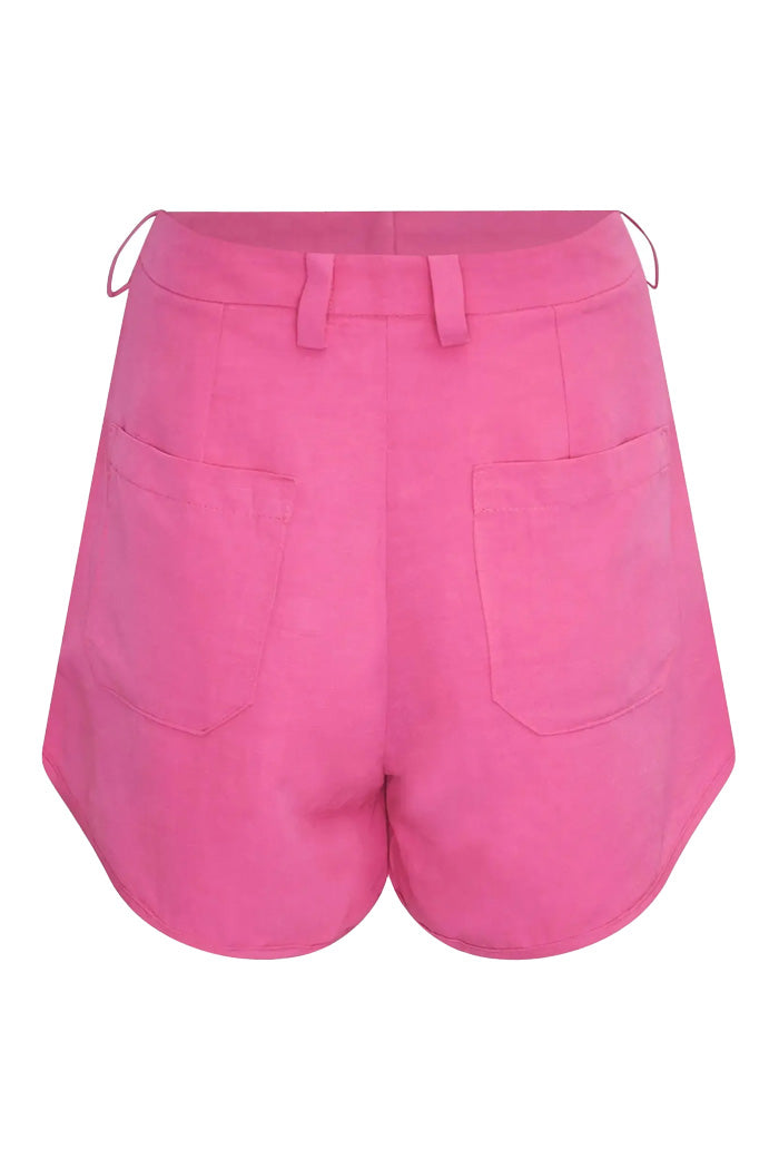 Shorts Linho Cintura Alta Rosa Lipstick