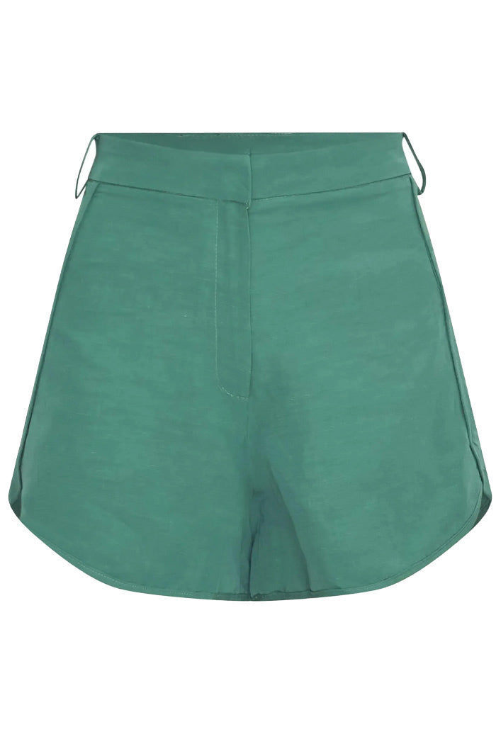 Shorts Linho Cintura Alta Verde Basil