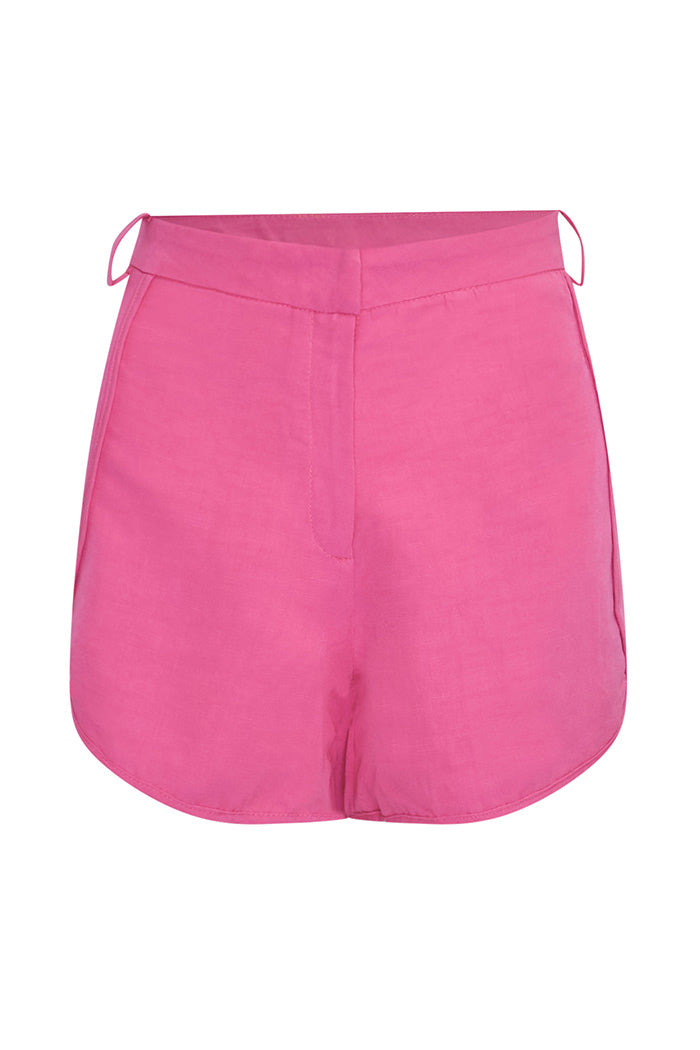 Shorts Linho Cintura Alta Rosa Lipstick