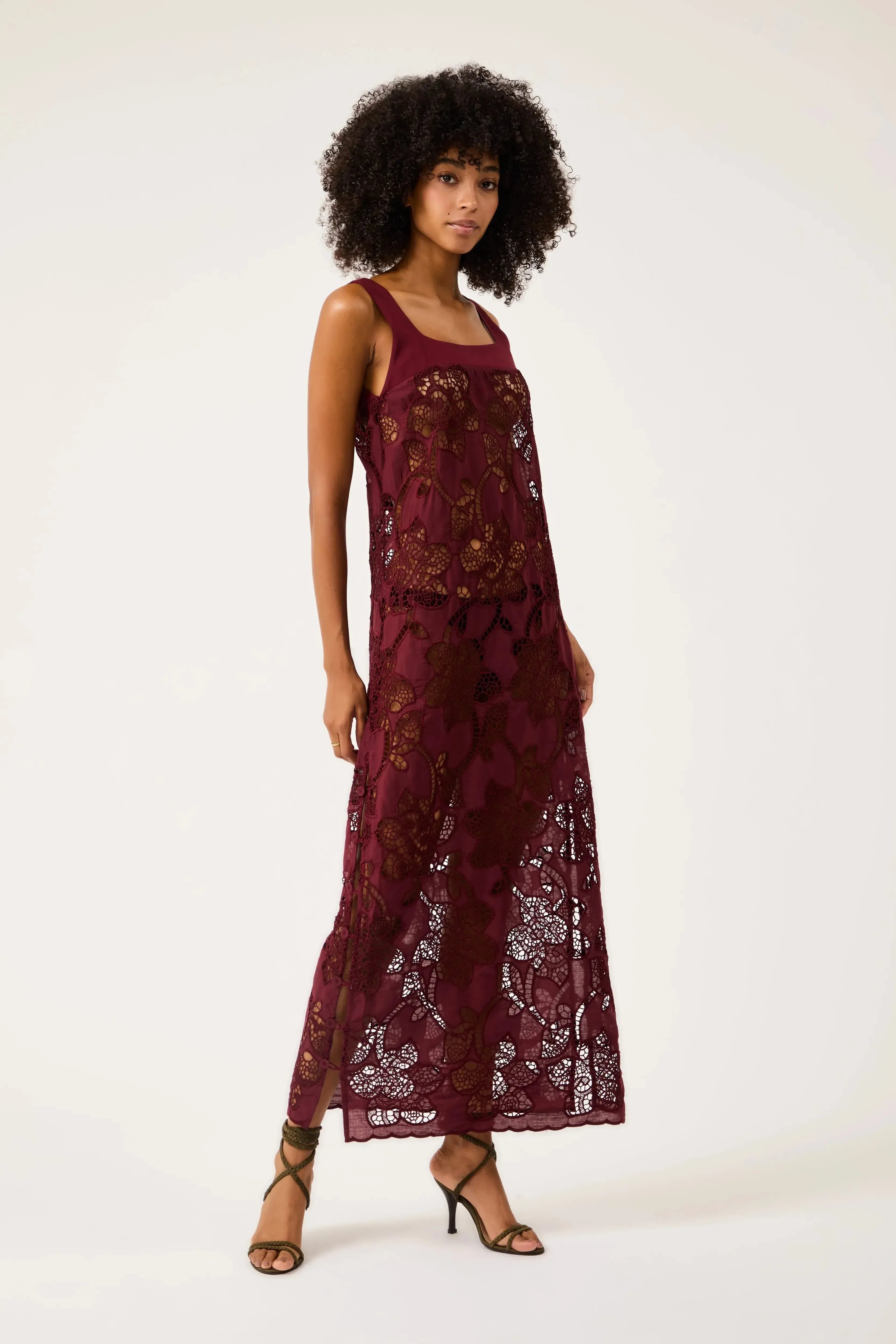 Vestido Florale Bordeaux