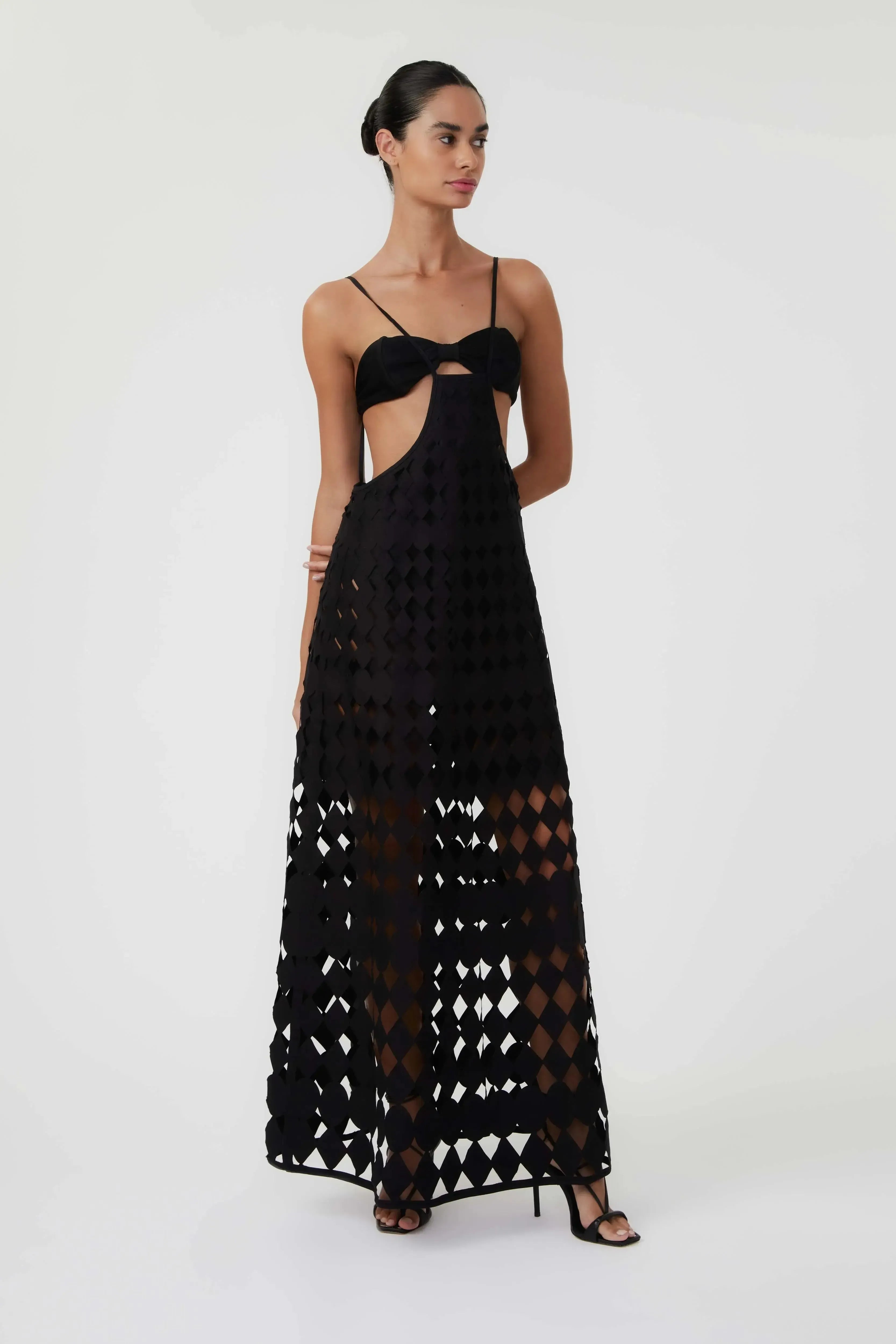 Vestido Salopete Laser Geométrico Black