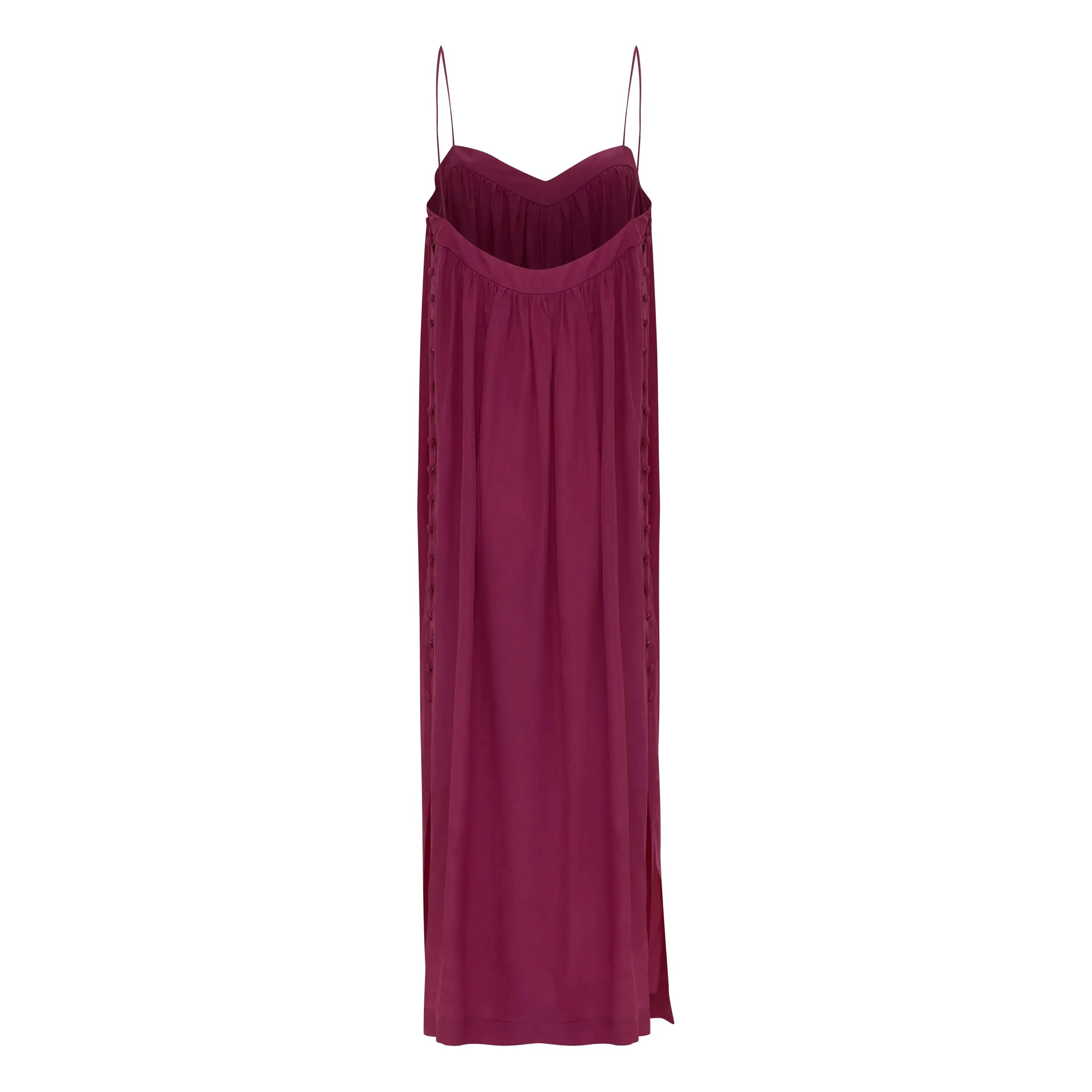 Vestido seda botões rosa
