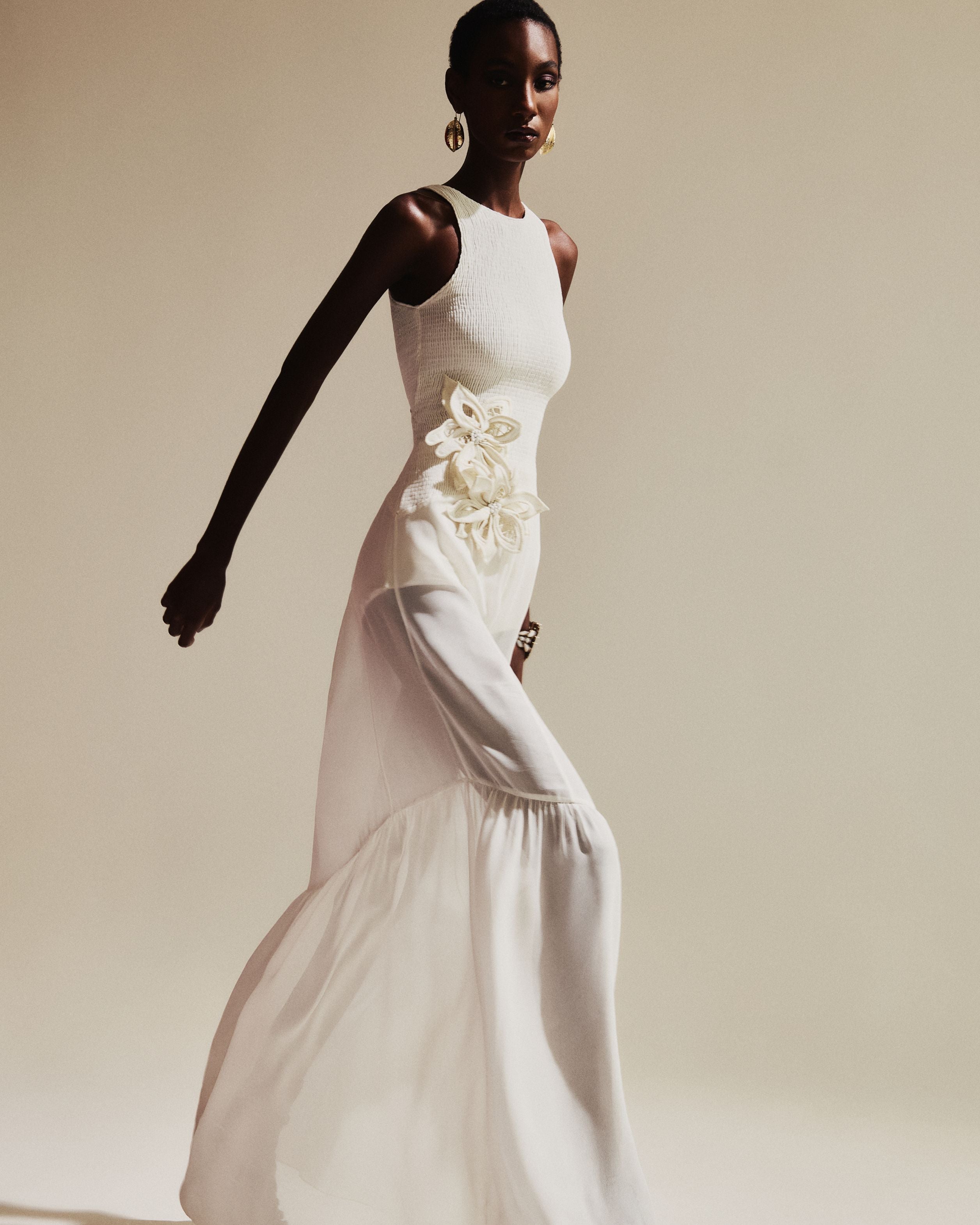 Vestido Lastex Floraison Off White Collab Vanessa Abbud