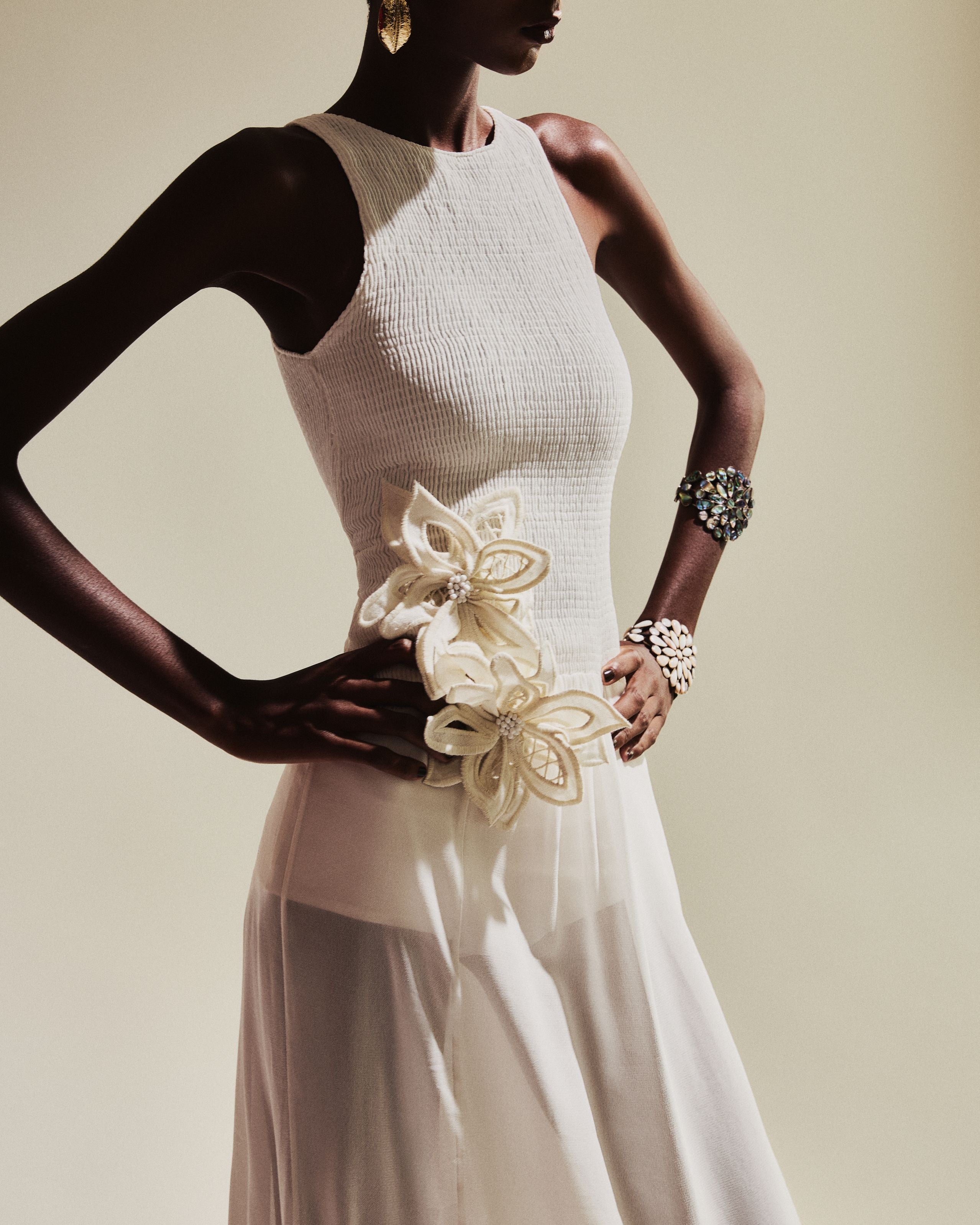 Vestido Lastex Floraison Off White Collab Vanessa Abbud