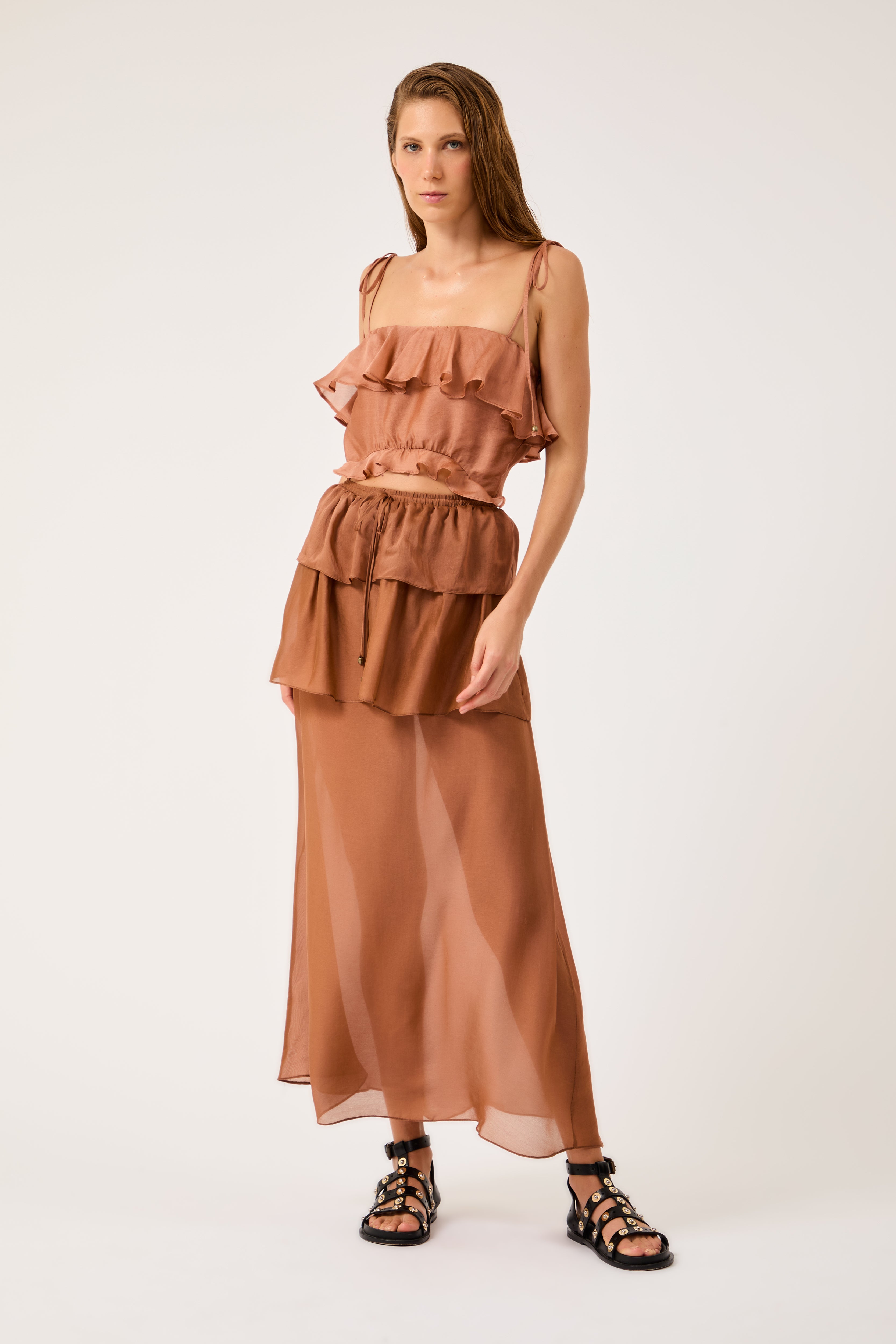 Saia Babados Désert Mocha