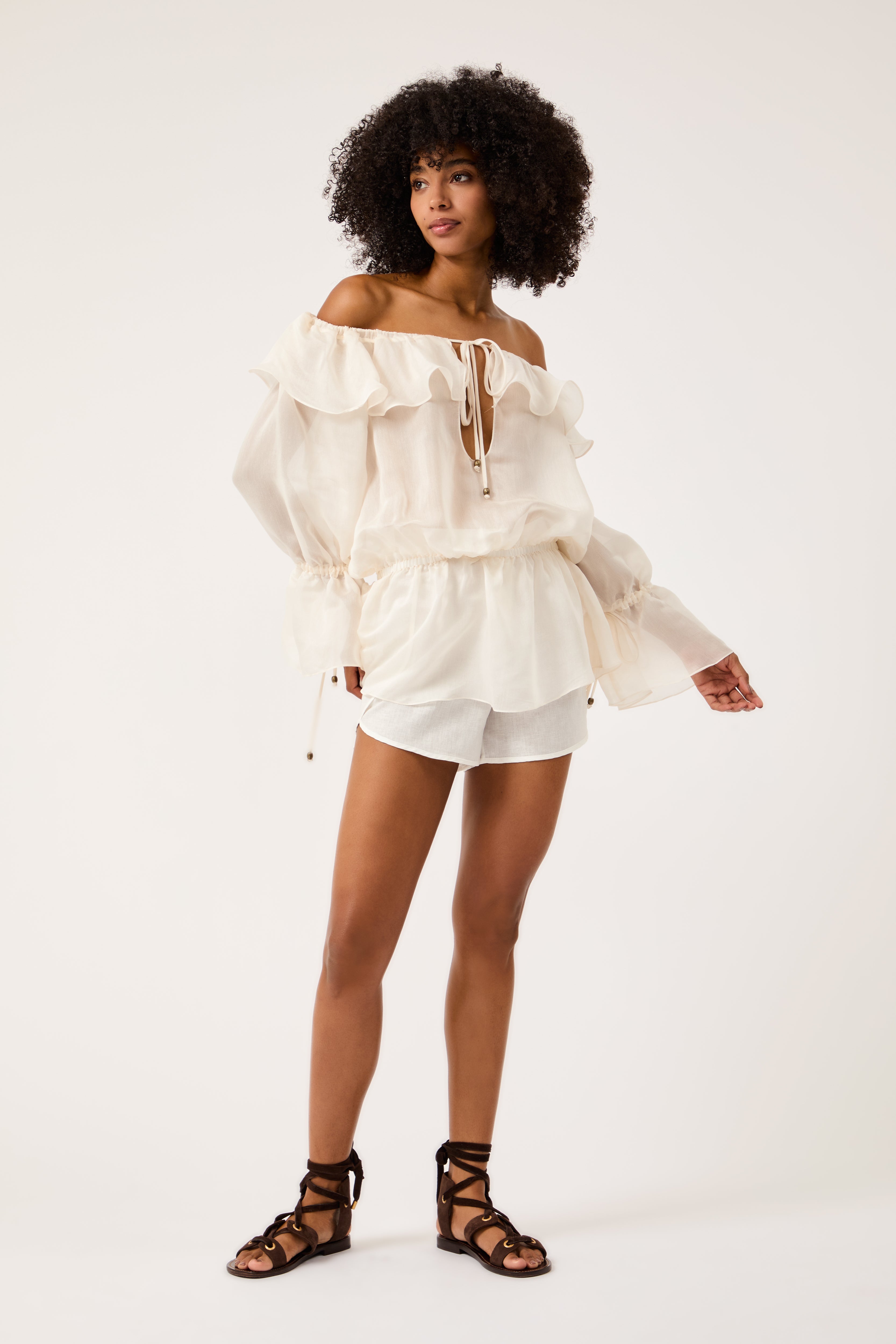 Shorts Babados Désert Off White