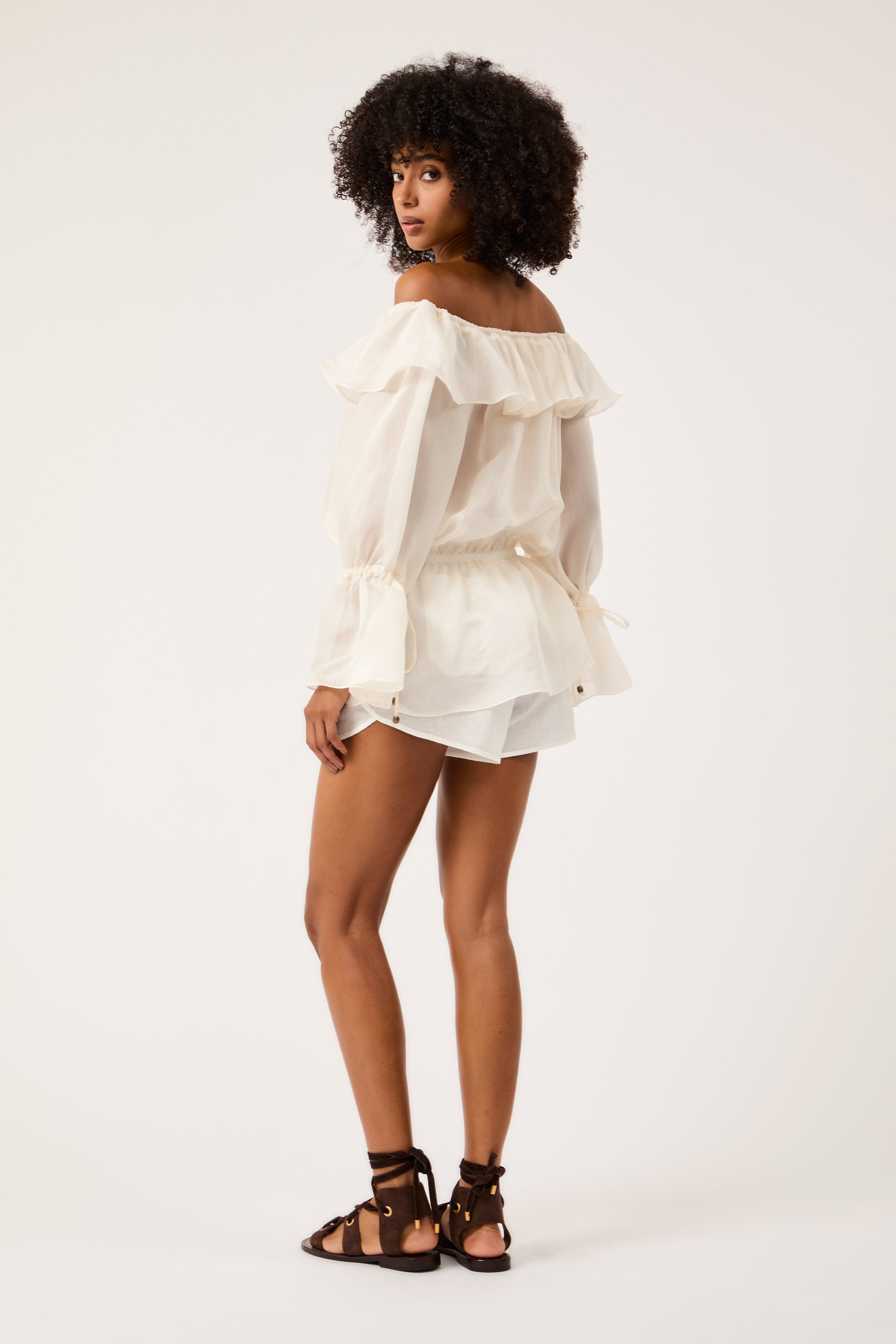 Shorts Babados Désert Off White