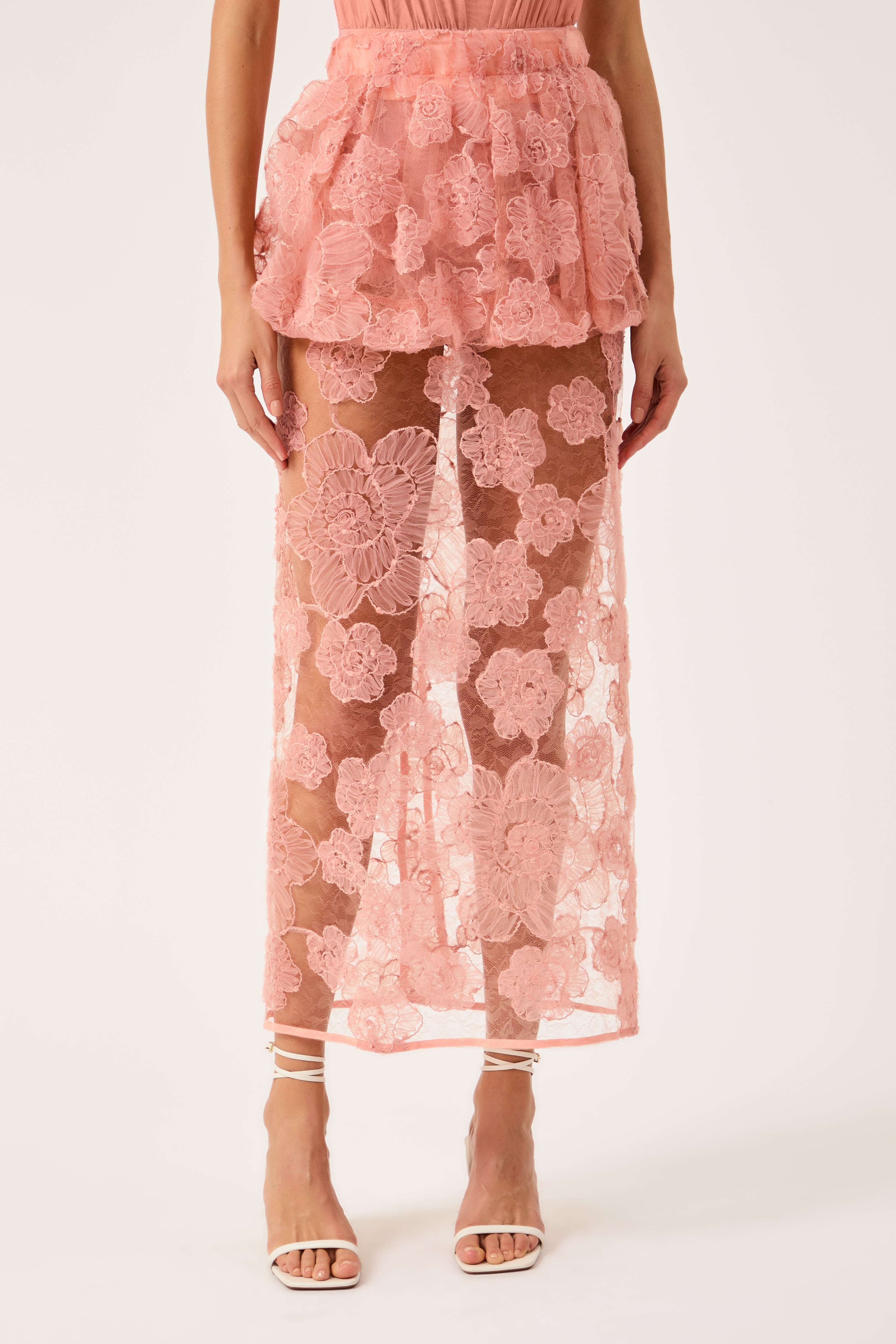 Saia Peplum Fleur Rosé Collab Vanessa Abbud