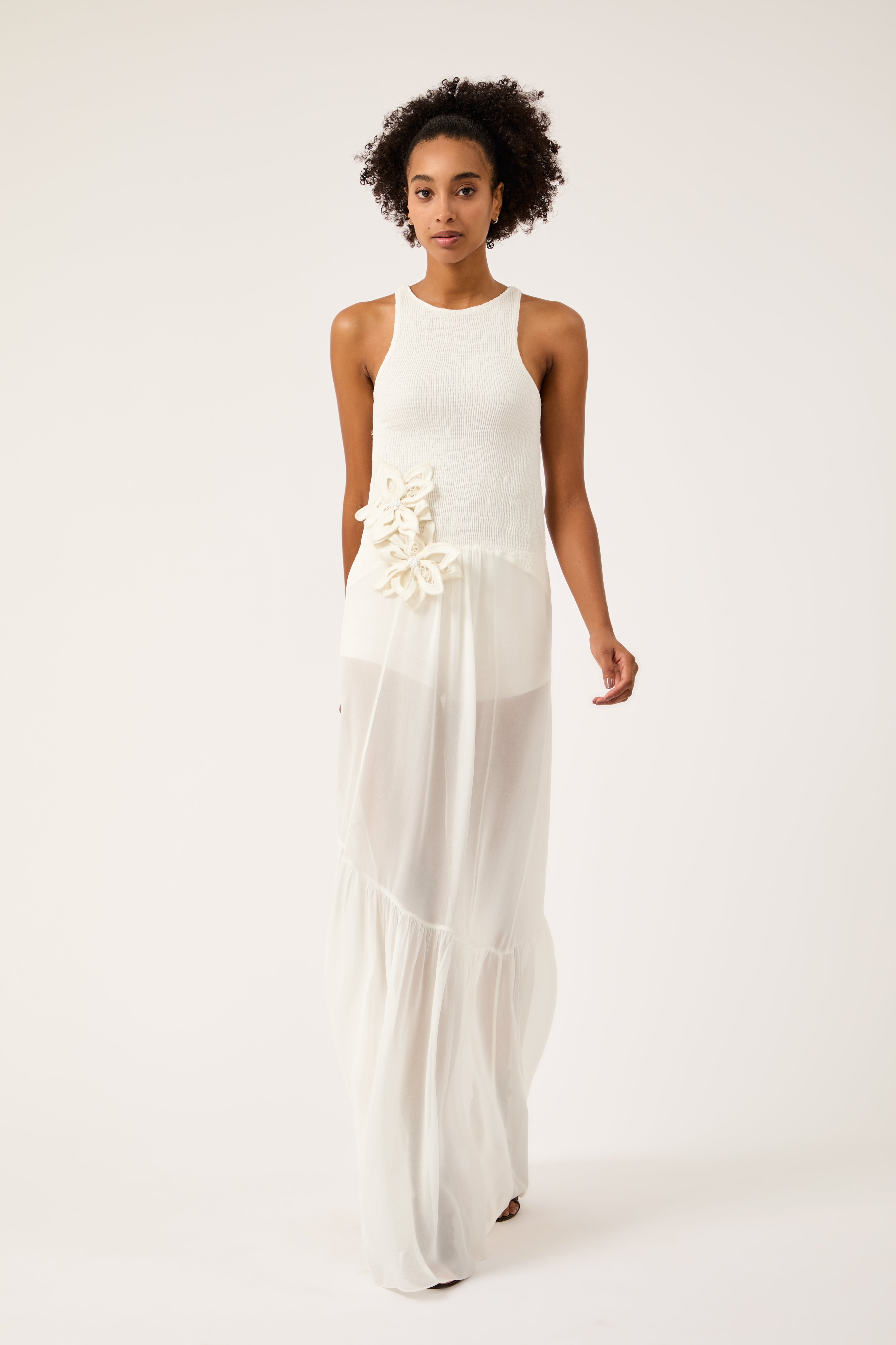 Vestido Lastex Floraison Off White Collab Vanessa Abbud