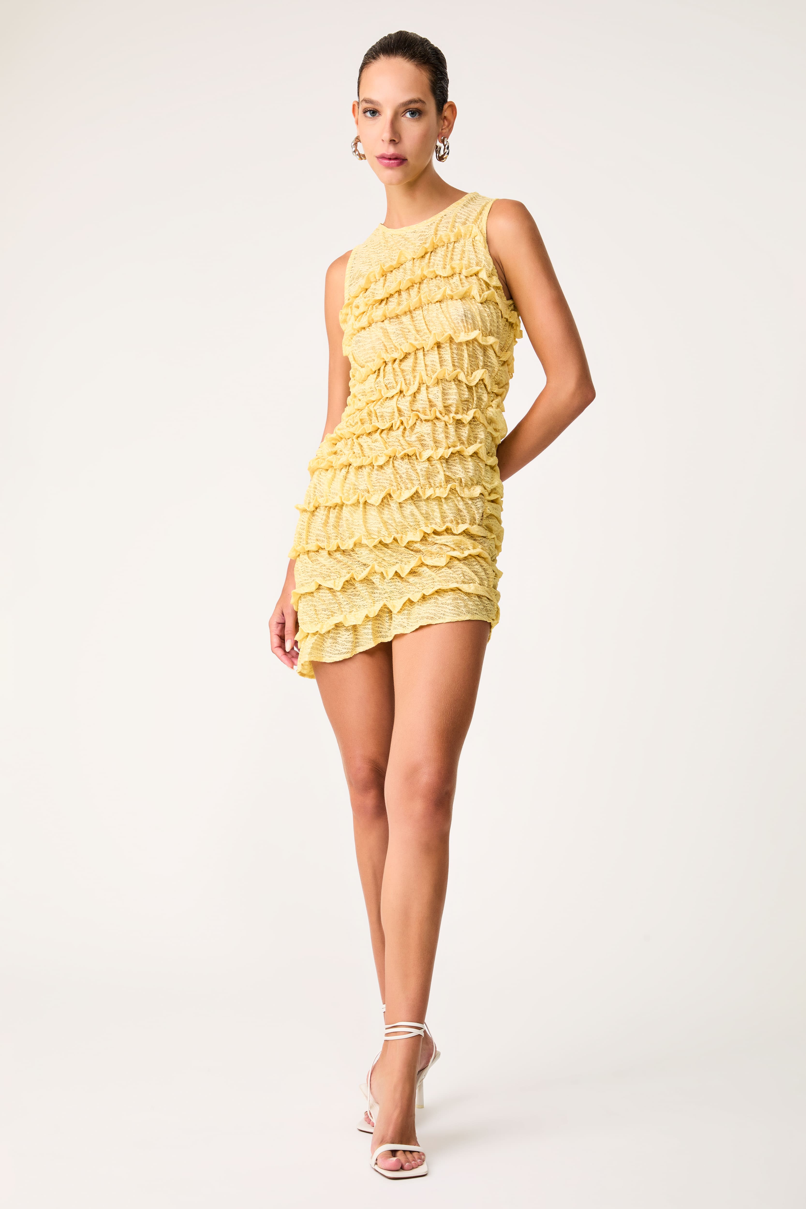 Vestido Curto Tule Babados Les Récifes Beurre
