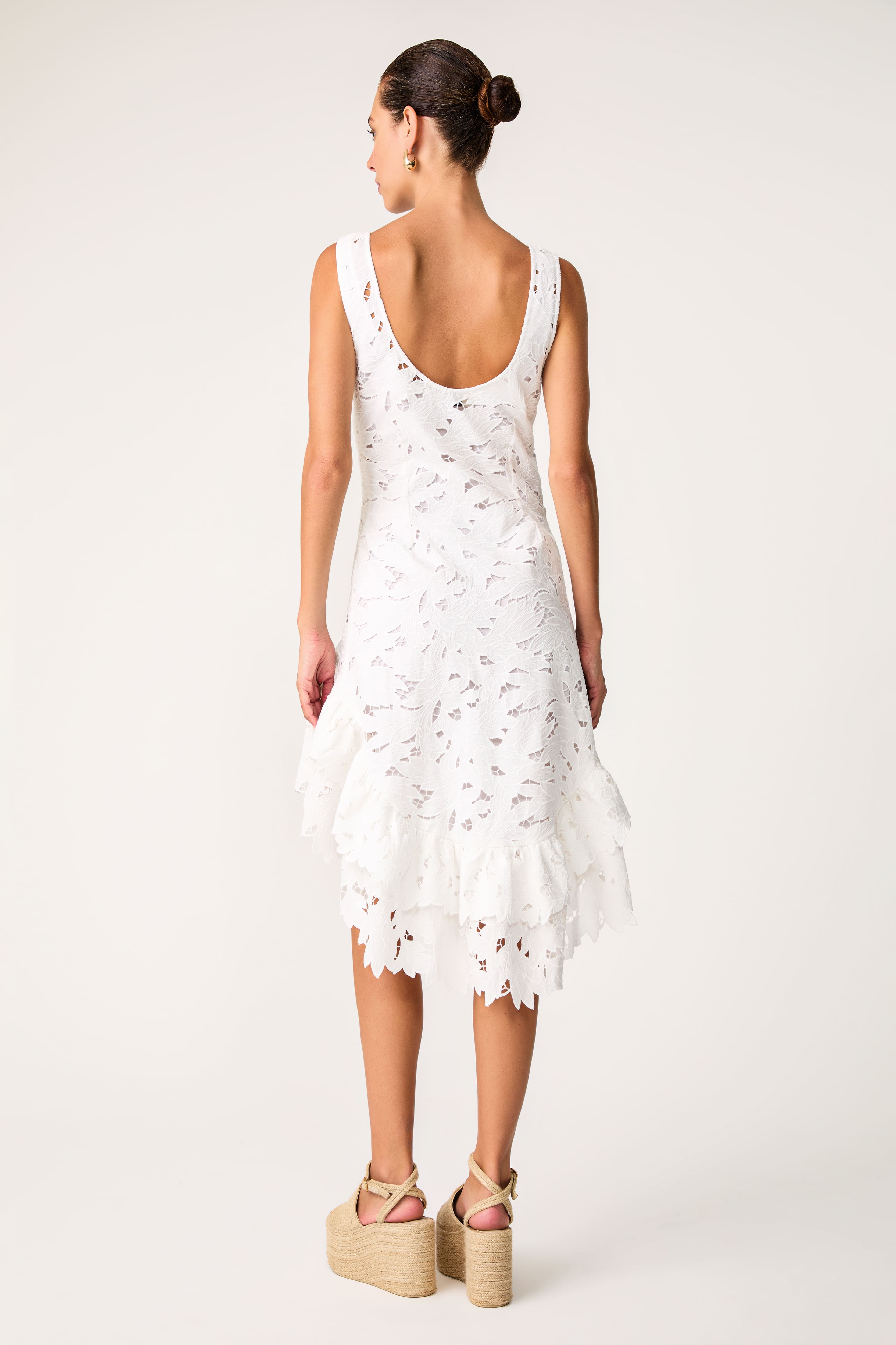 Vestido Babados Richelieu Les Algues Off White