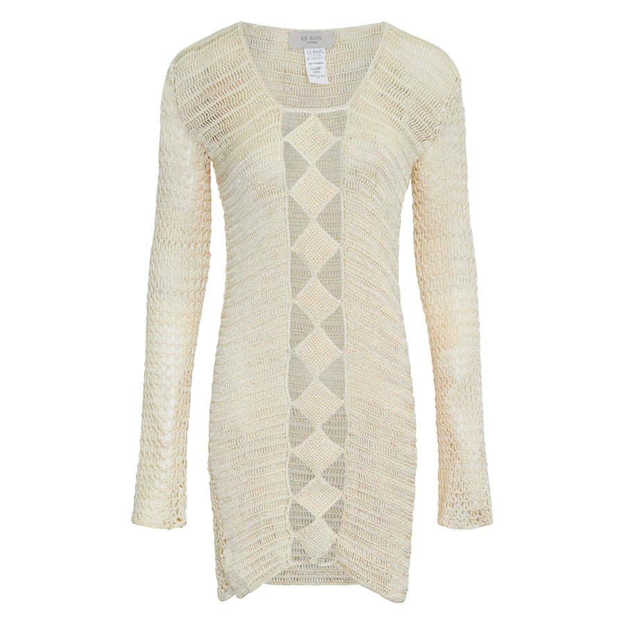 Off White Crochet Rhombus Cover-up Dress