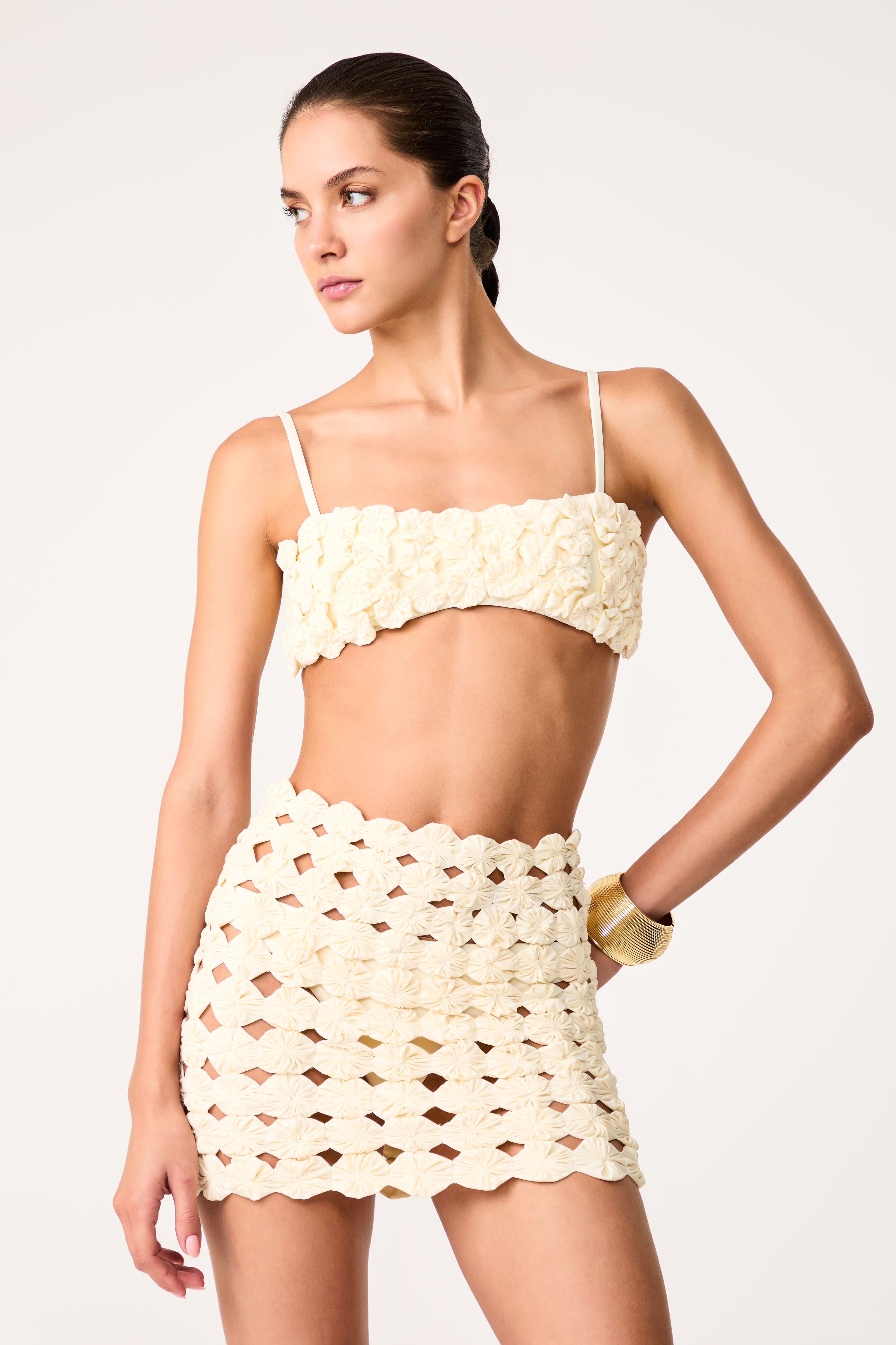 Saia Mini Detalhes Artesanais Le Corail Champagne