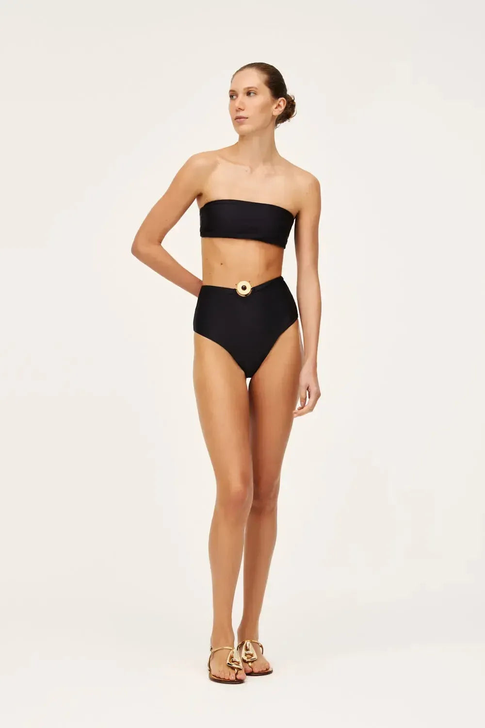 Biquíni Faixa Hot Pants Aviamento Disco Vinil Black
