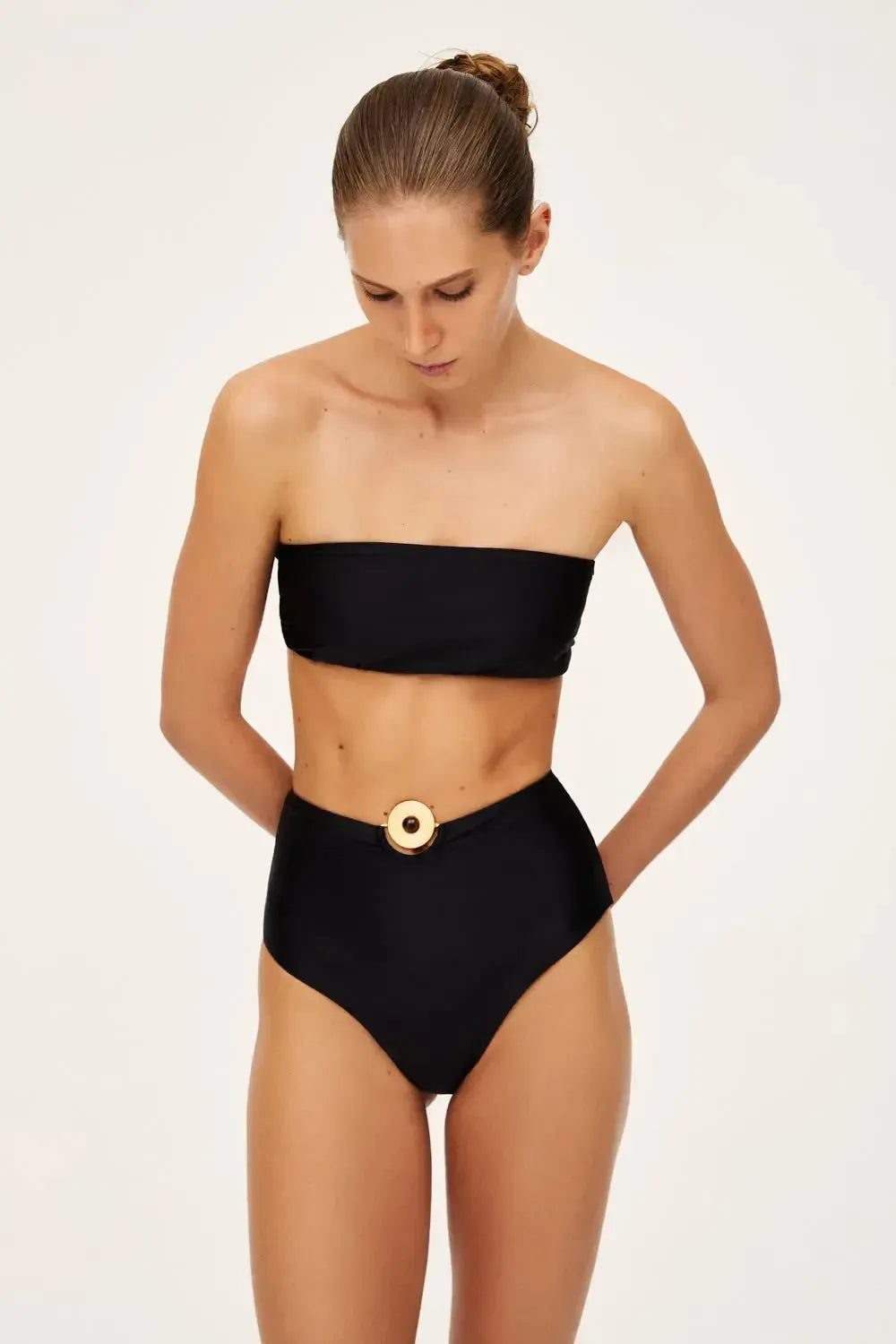 Biquíni Faixa Hot Pants Aviamento Disco Vinil Black