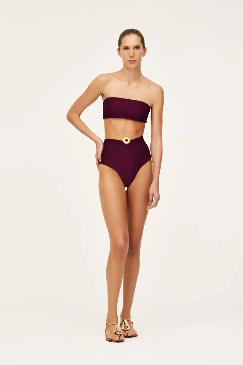 Biquíni Faixa Hot Pants Aviamento Disco Vinil Marsala
