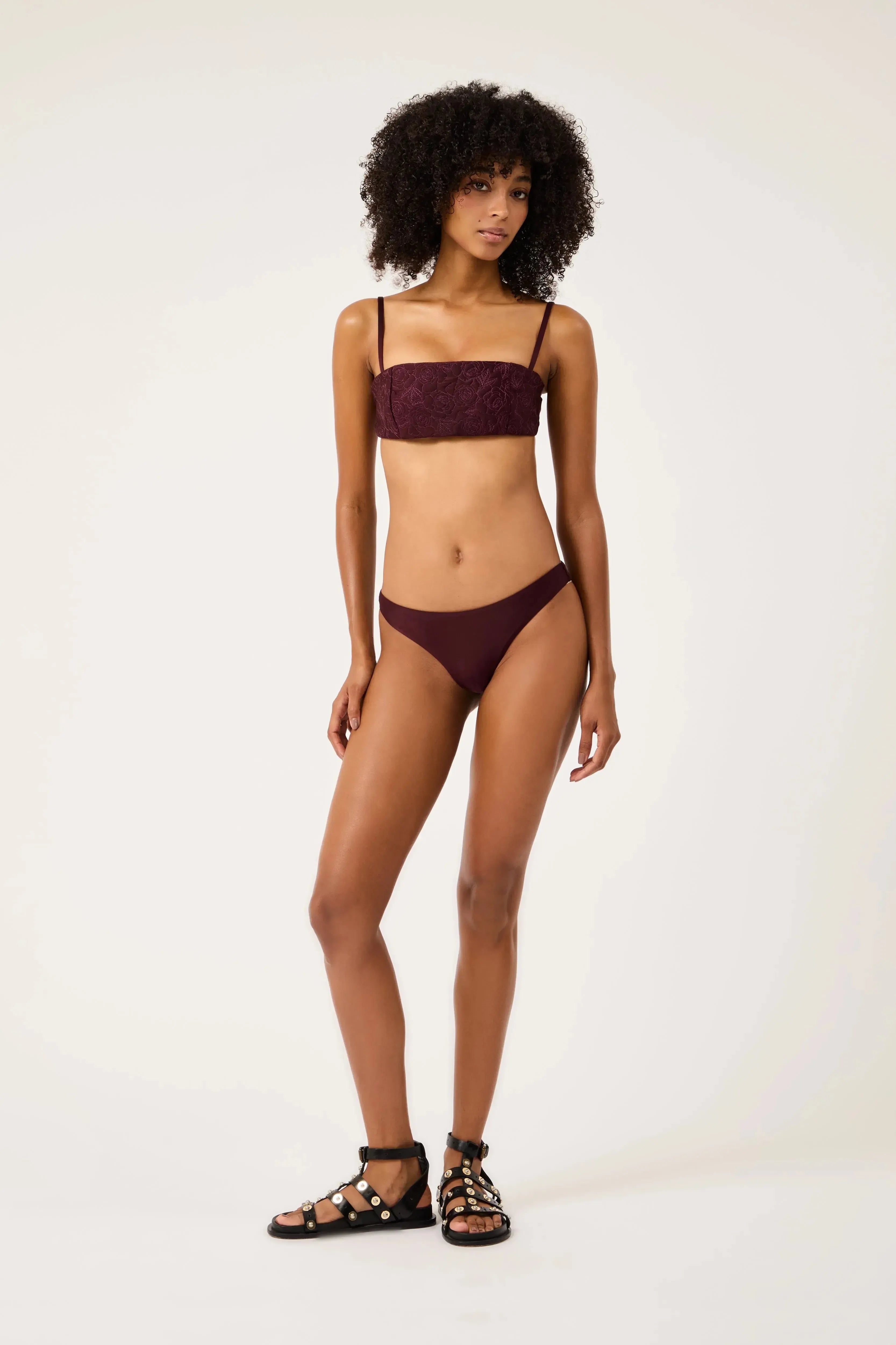 Biquini Faixa Matelassê Fleur Du Dune Bordeaux