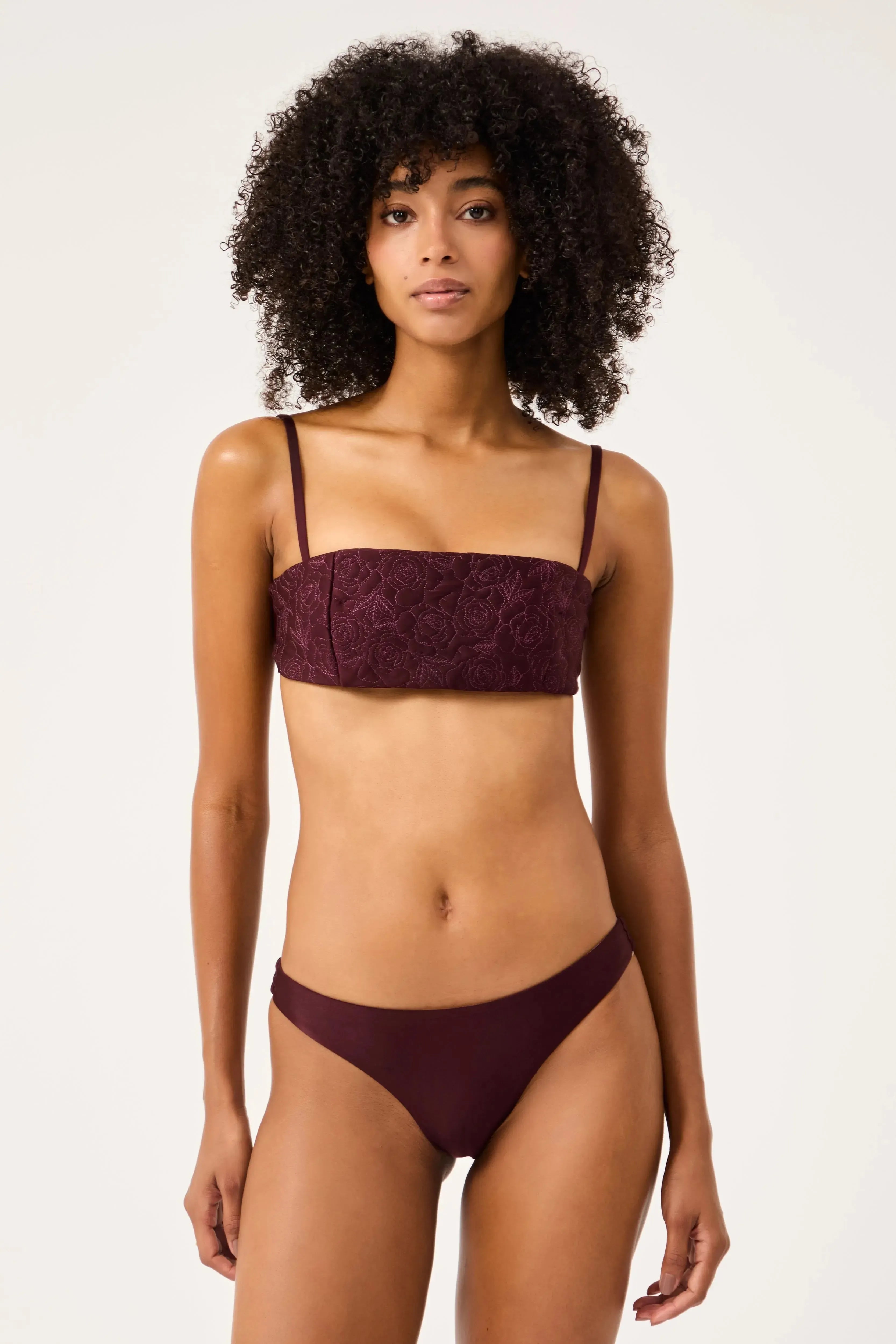 Biquini Faixa Matelassê Fleur Du Dune Bordeaux
