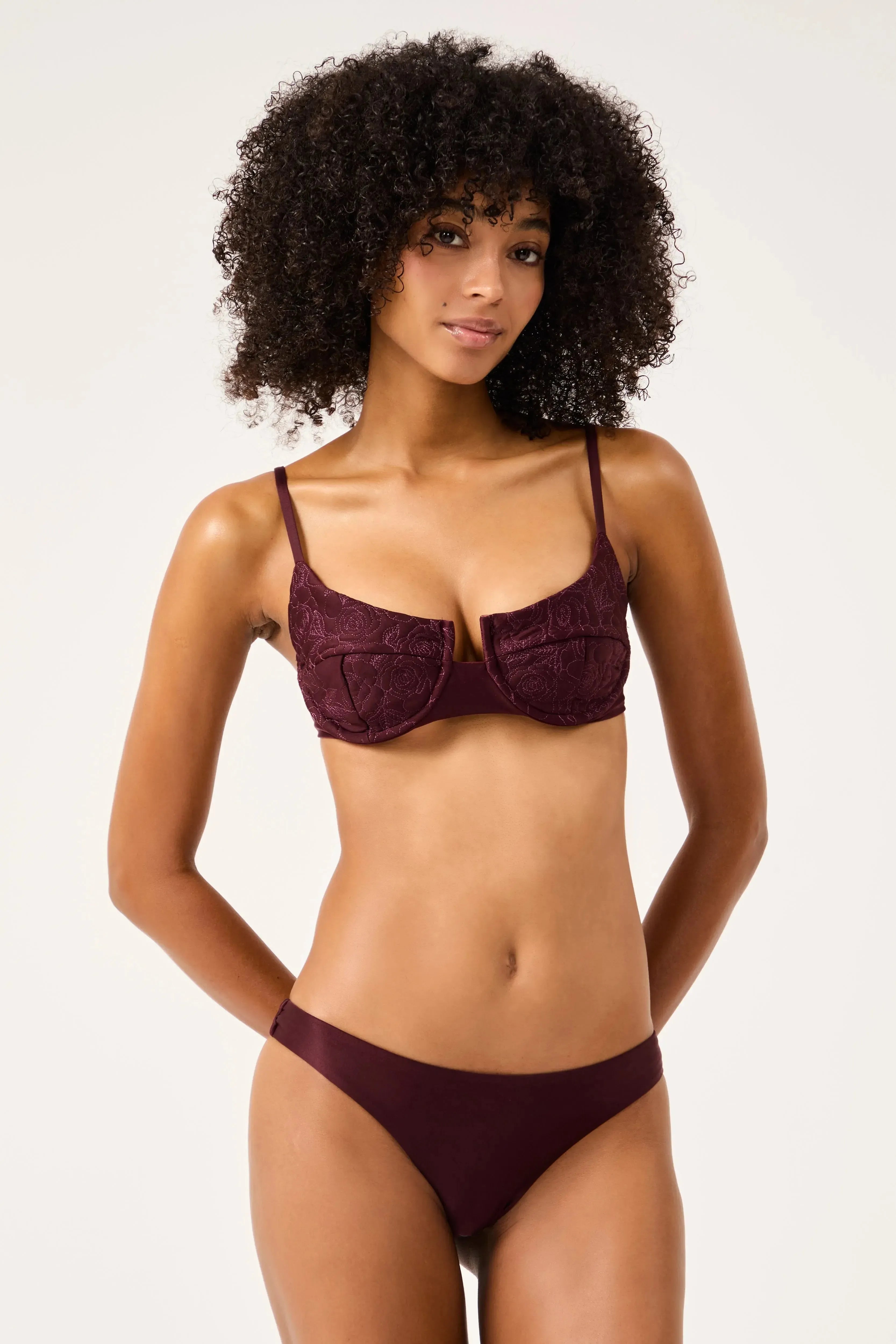 Biquini Meia Taça Matelassê Fleur Du Dune Bordeaux