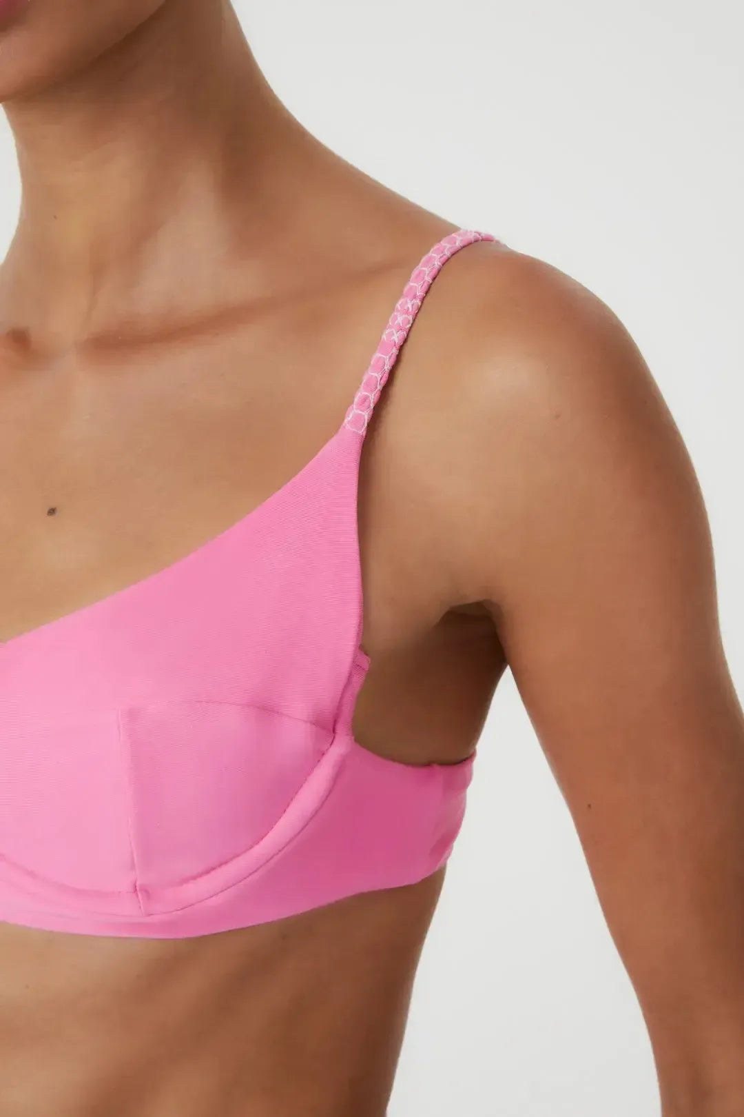 Biquíni Meia taça Alça Bordada Rosa Lipstick