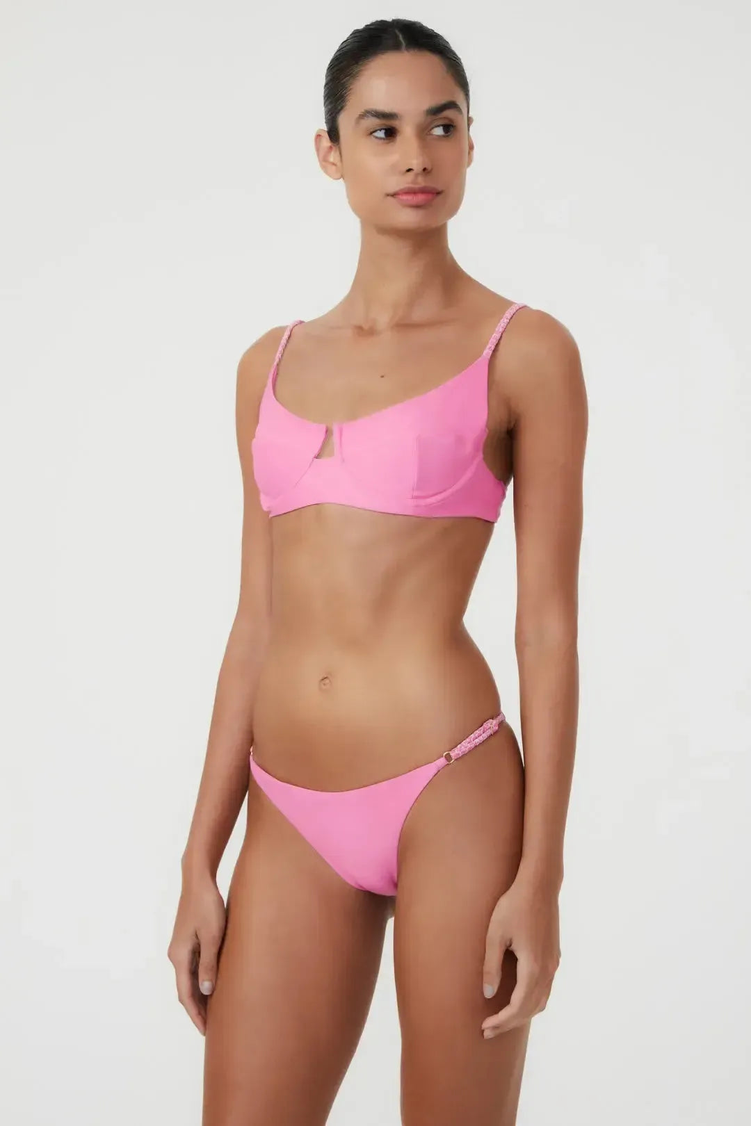 Biquíni Meia taça Alça Bordada Rosa Lipstick
