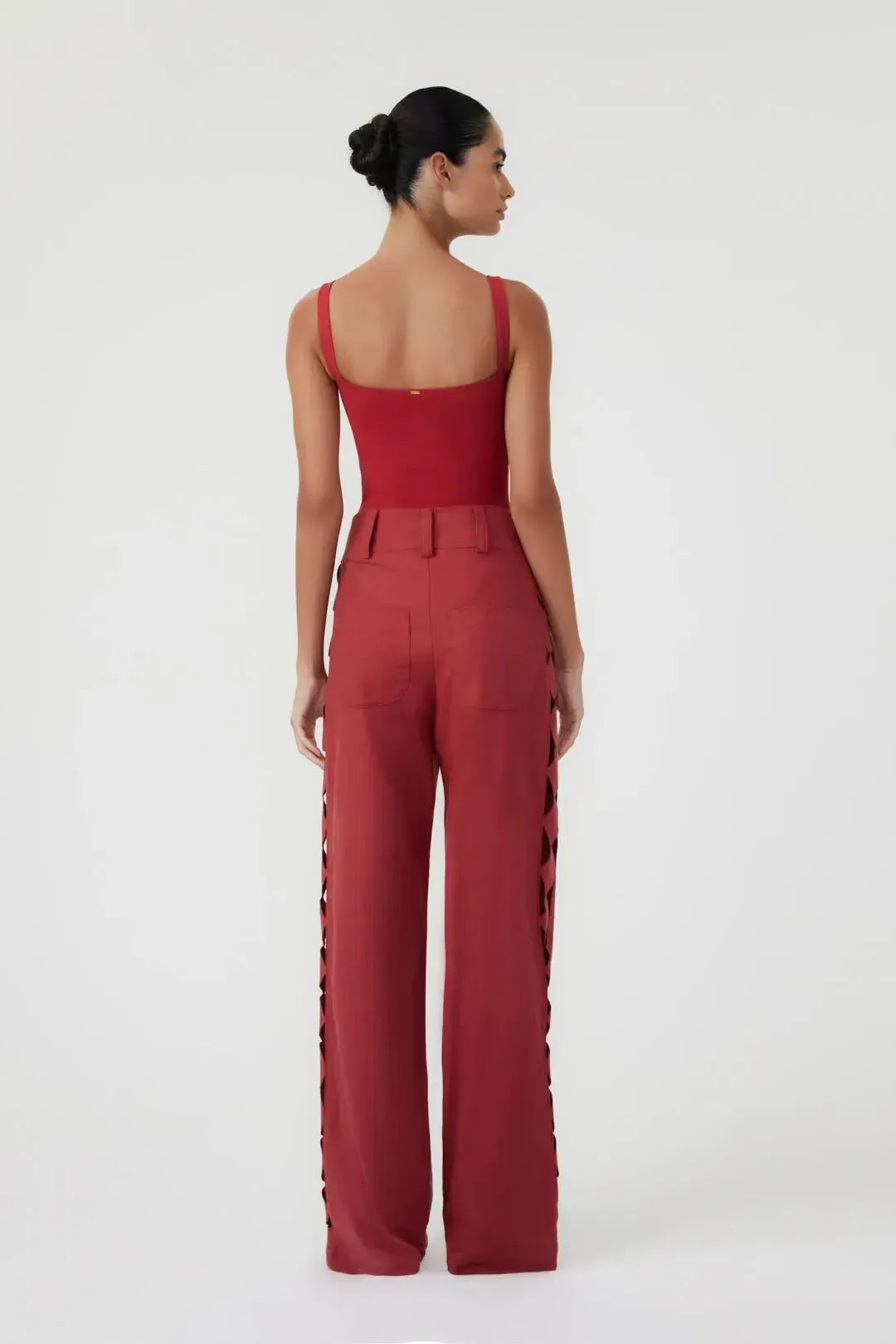 Calça Sarja Laser Geométrico Cherry