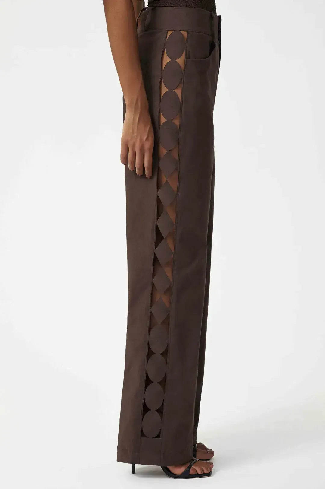 Calça Sarja Laser Geométrico Chocolate