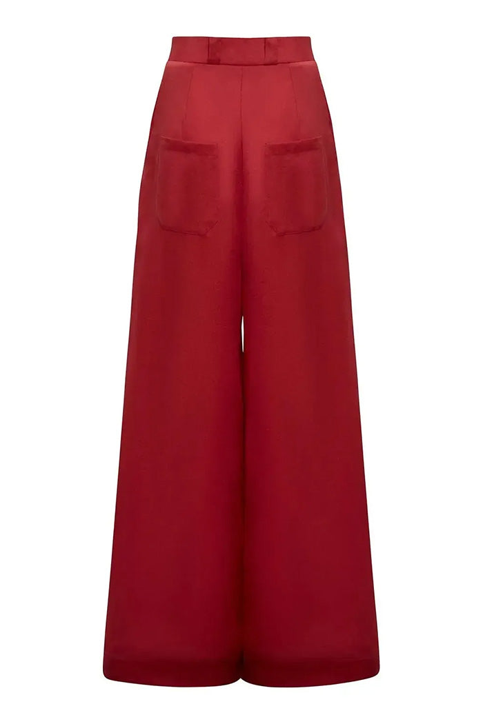 Calça Pantalona Cintura Alta Vermelho
