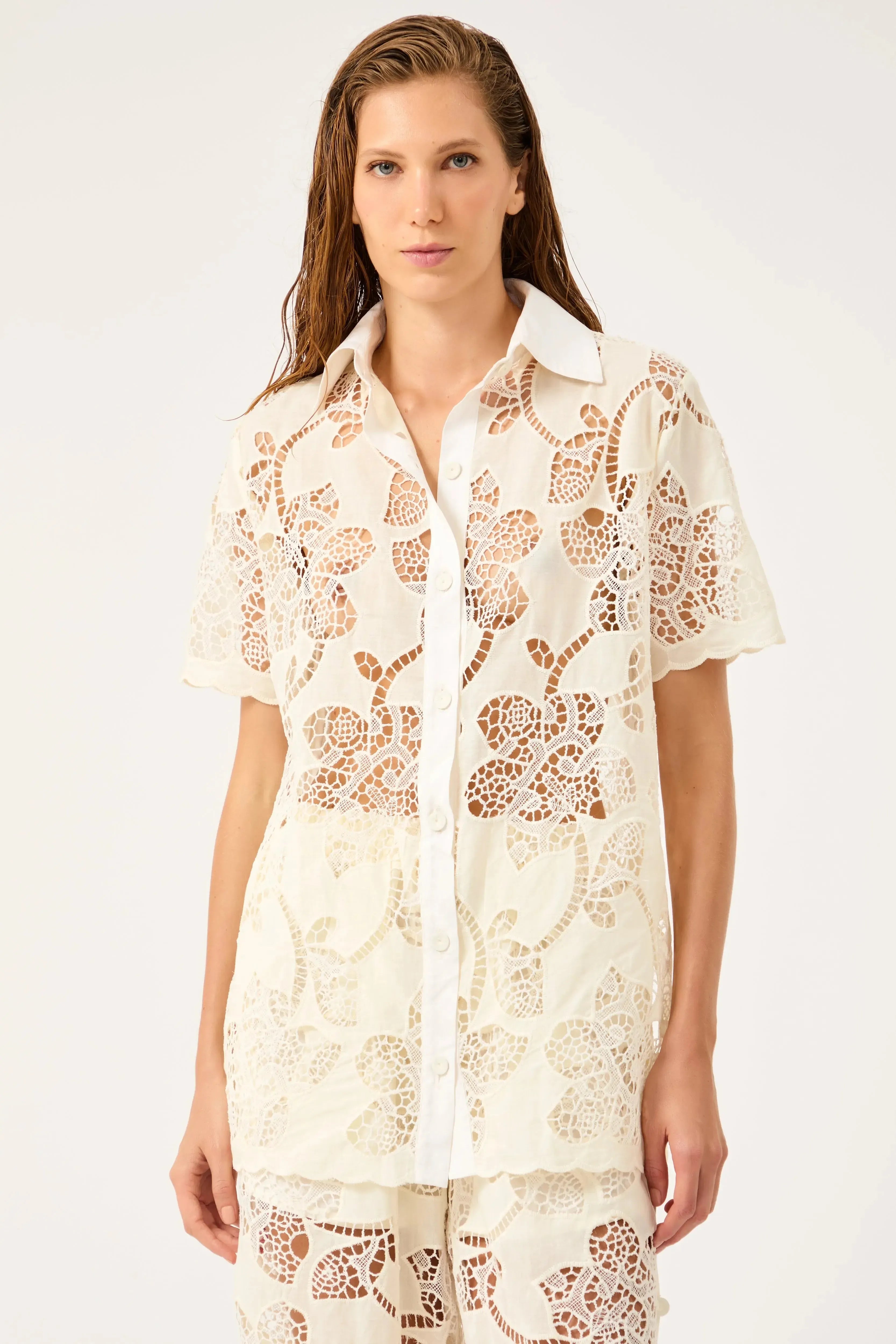 Camisa Florale Off White