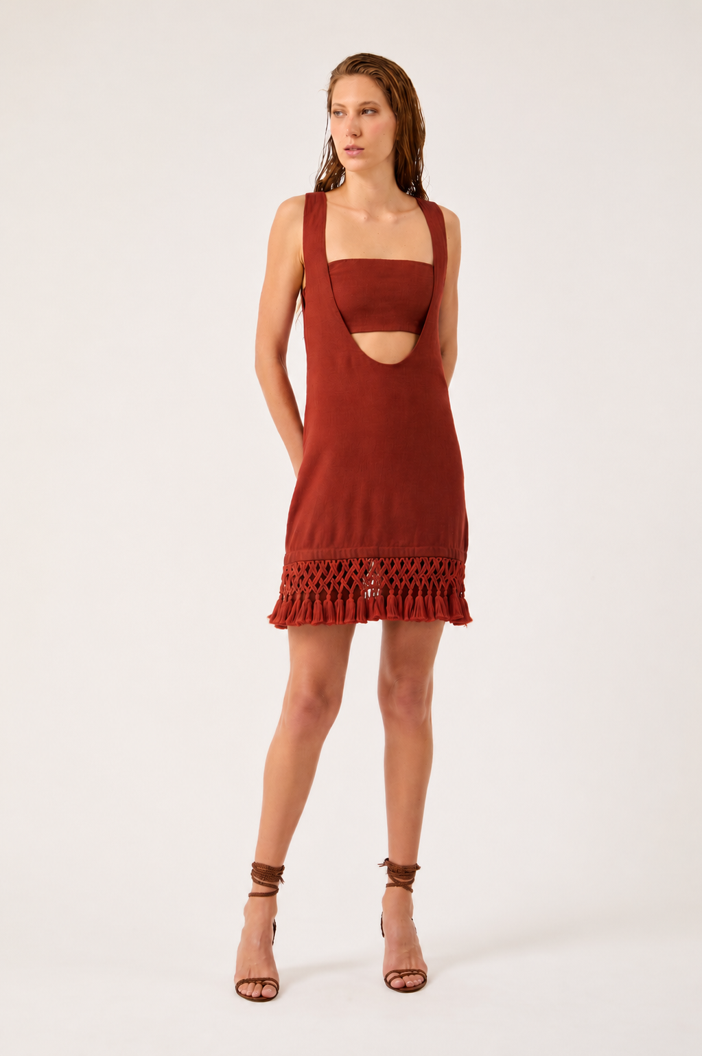 Conjunto Vestido Salopete Mini Breeze Terracotta