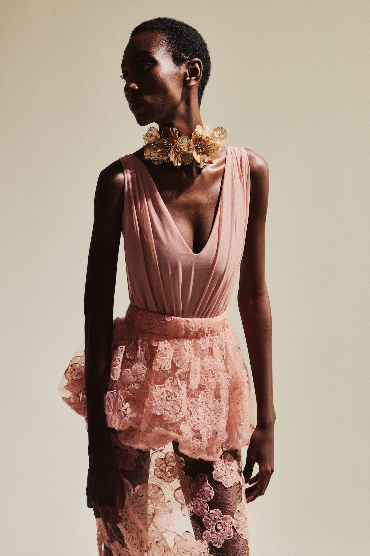 Saia Peplum Fleur Rosé Collab Vanessa Abbud