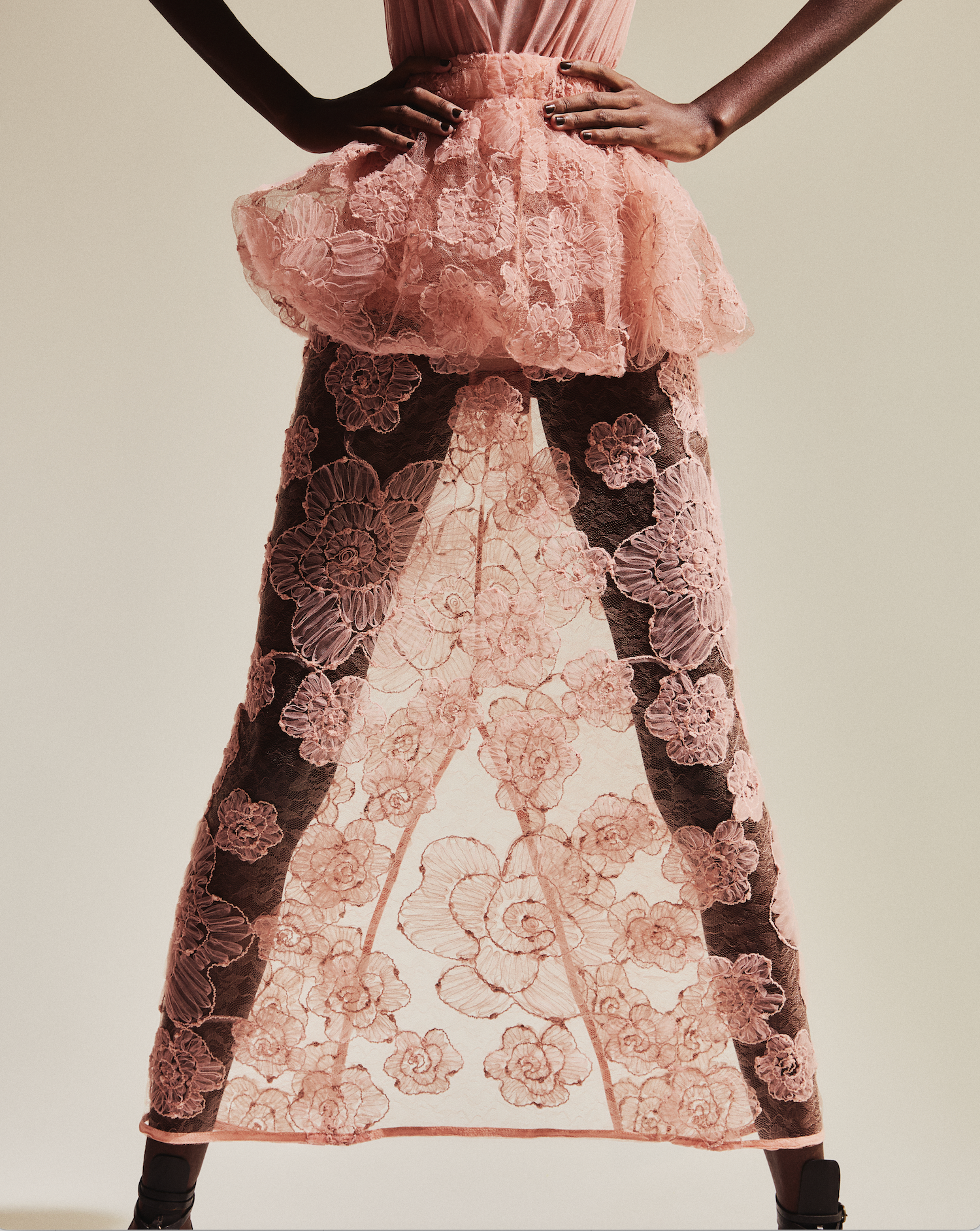 Saia Peplum Fleur Rosé Collab Vanessa Abbud