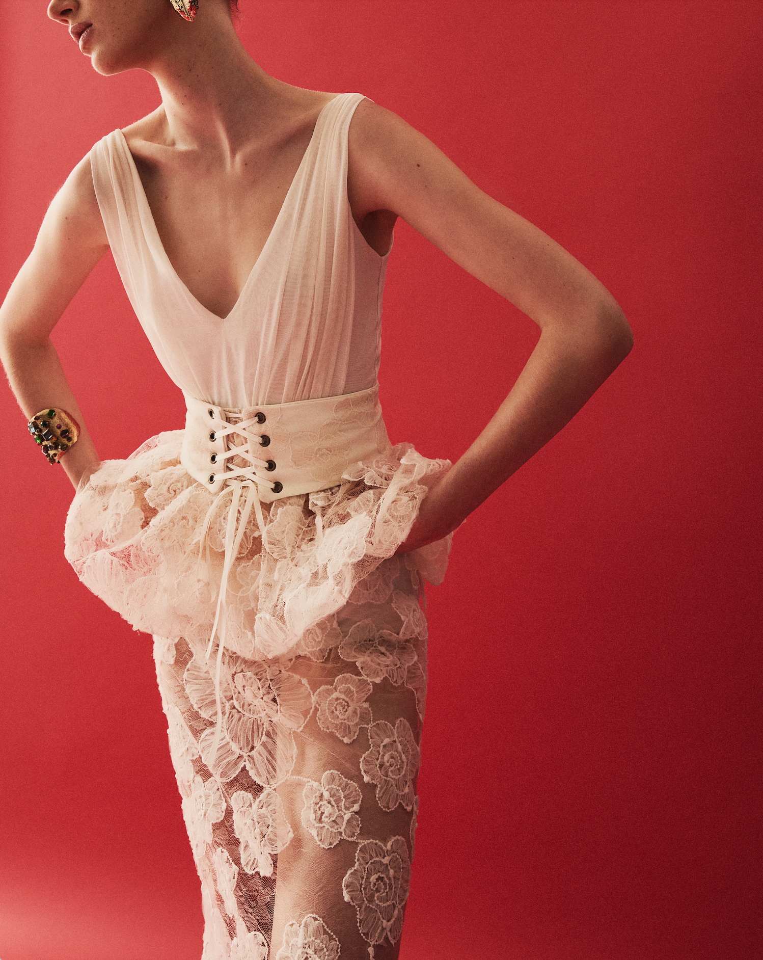 Saia Peplum Fleur Off White Collab Vanessa Abbud