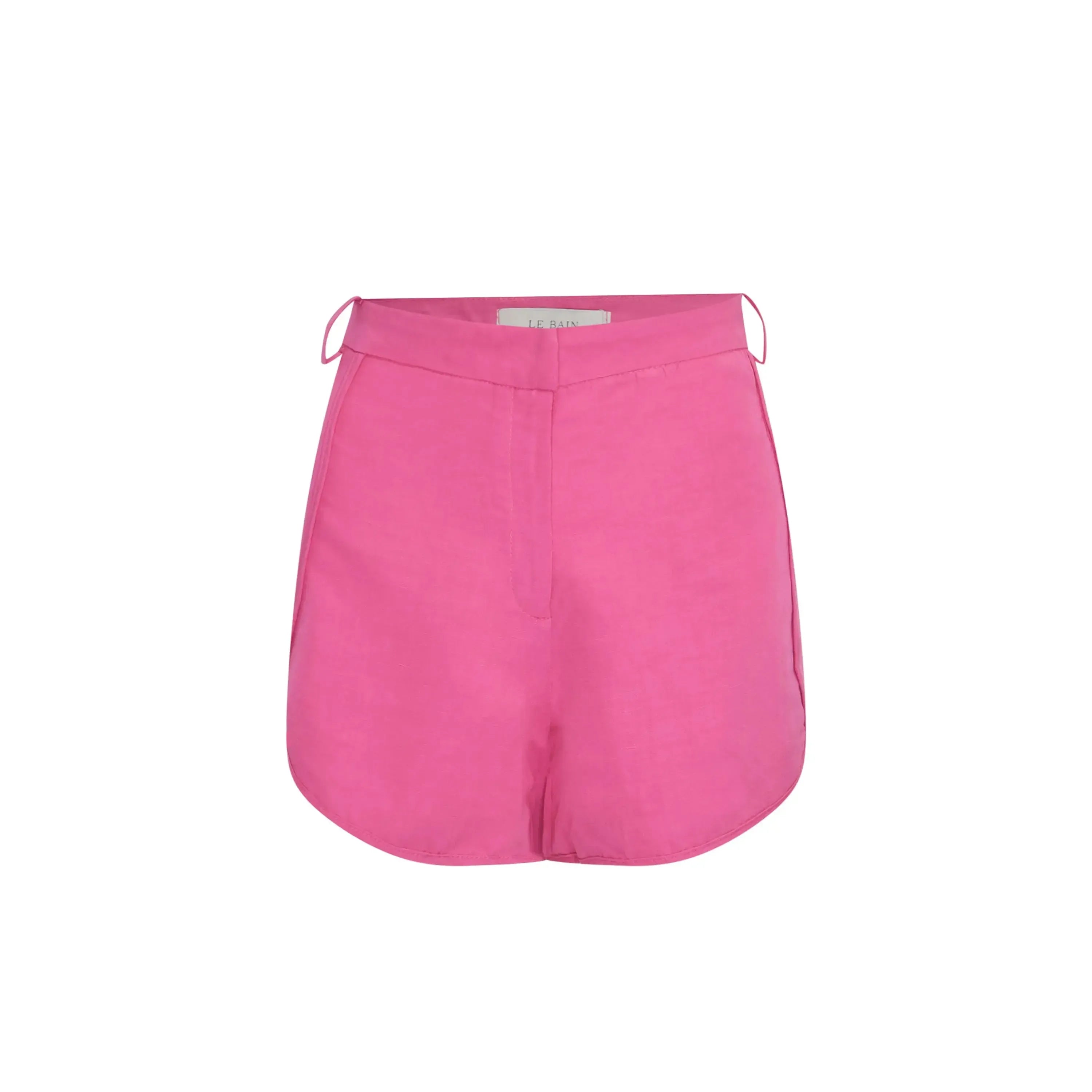Short Linho Cintura Alta Rosa Lipstick