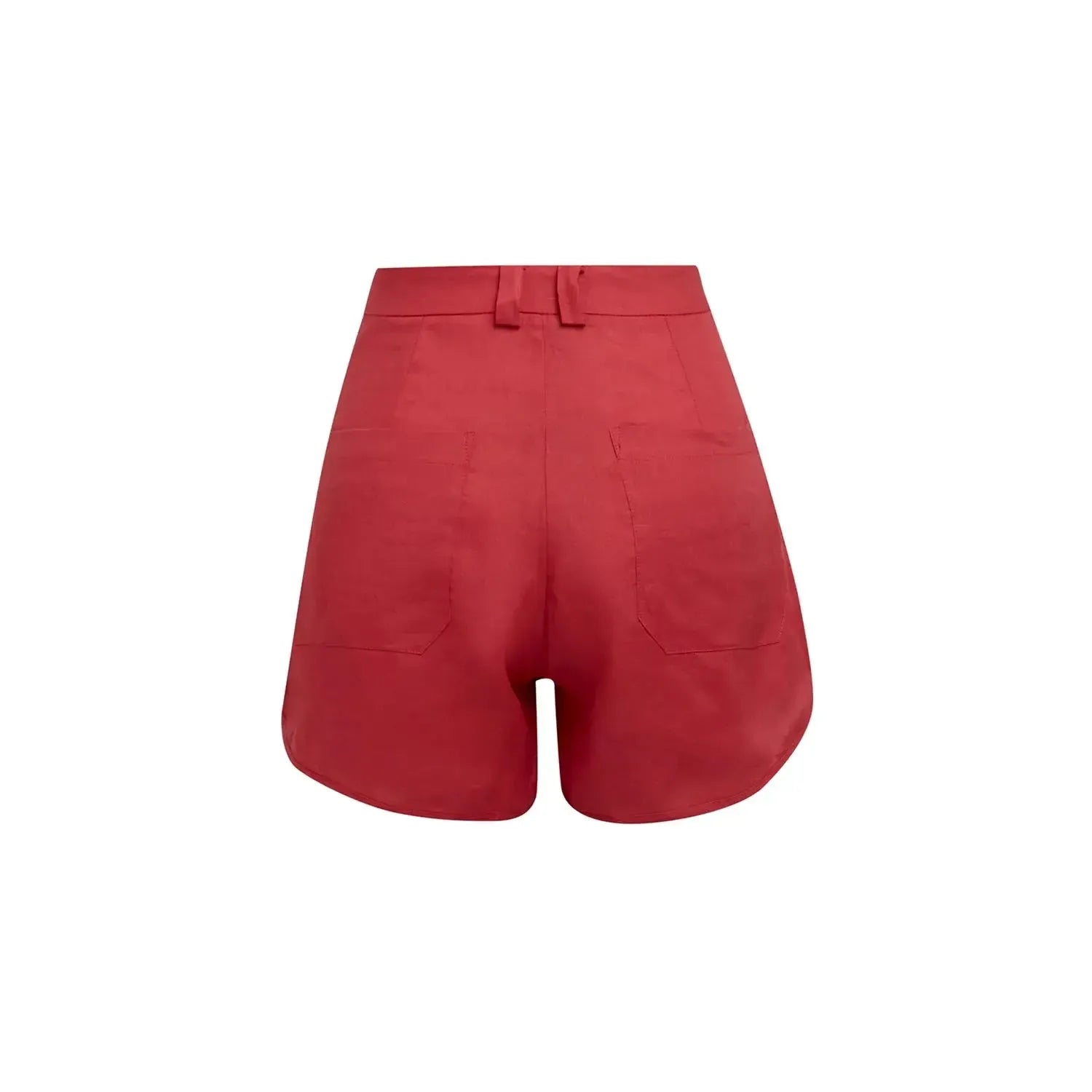 Short linho cintura alta vermelho
