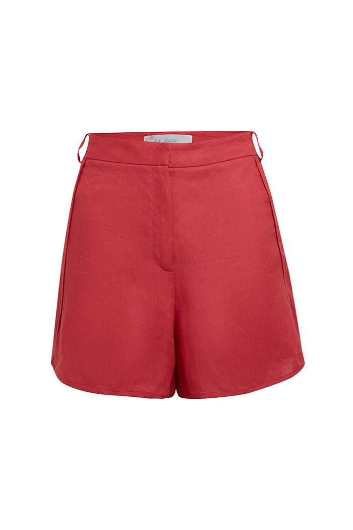 Shorts Linho Cintura Alta Vermelho
