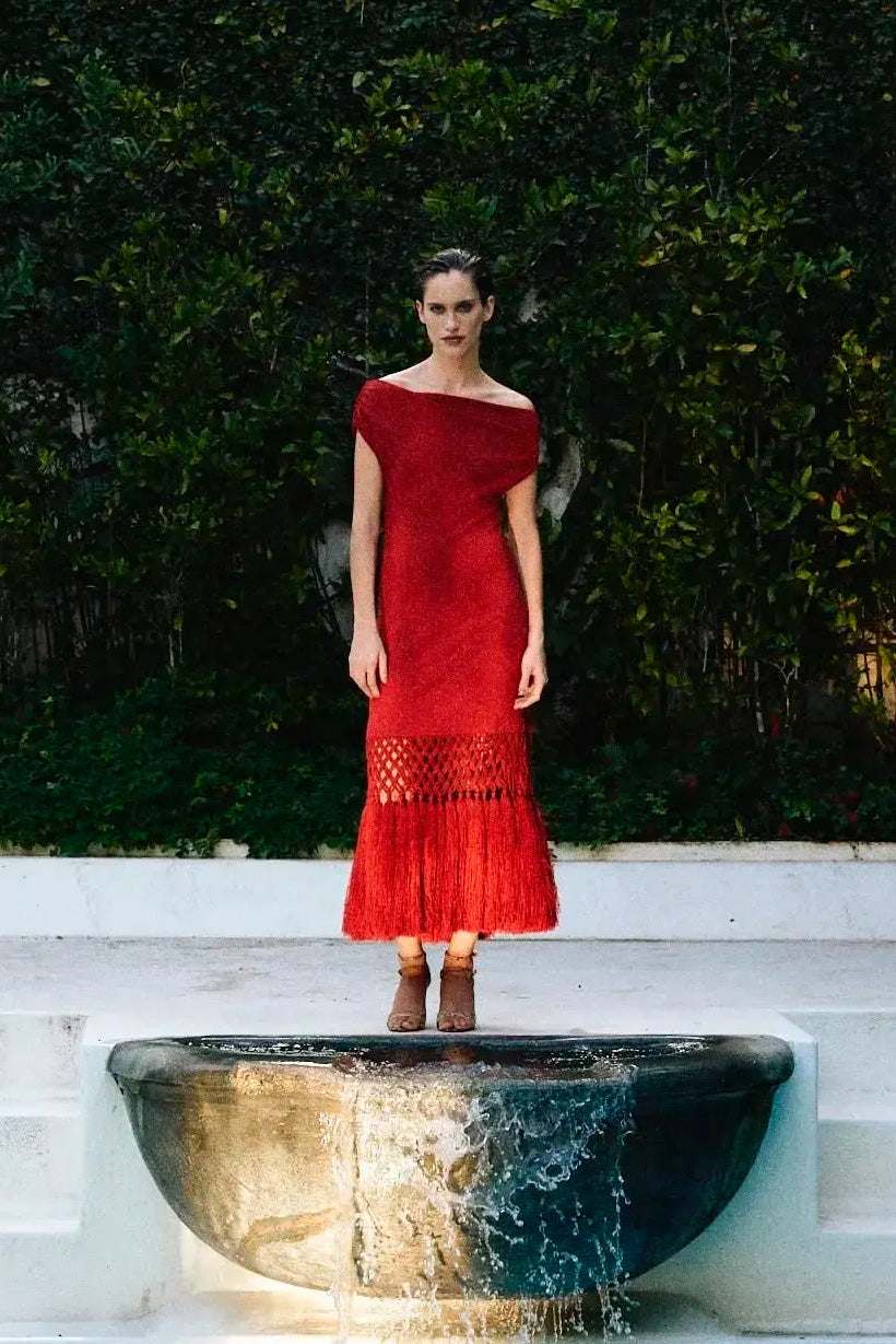 Vestido Franges D’oasis Terracotta