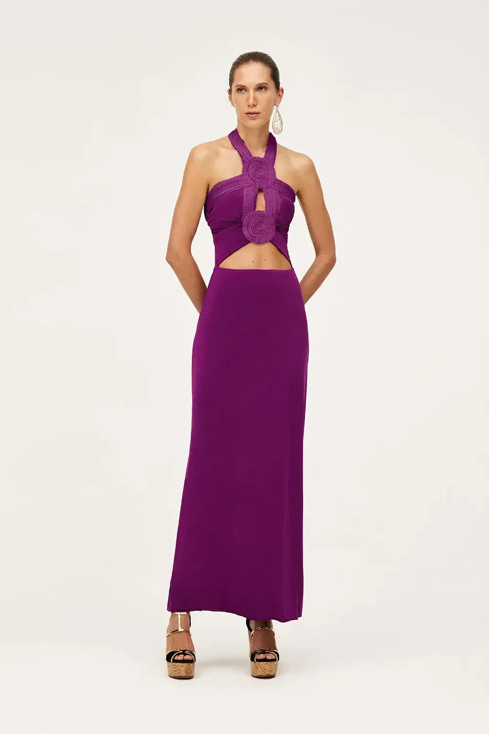 Vestido Jersey Bordado Disco Grape