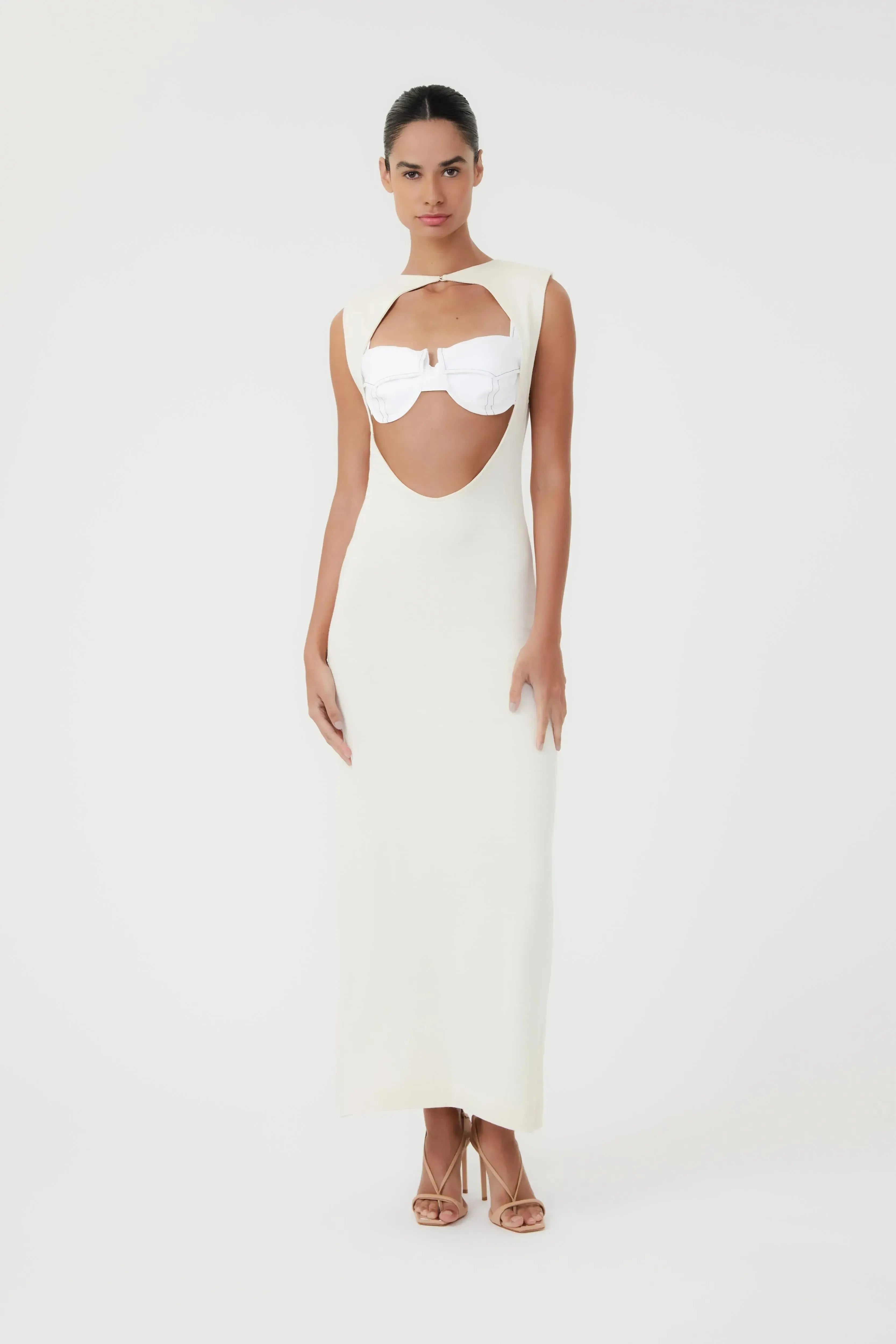 Vestido cut out knit vanilla